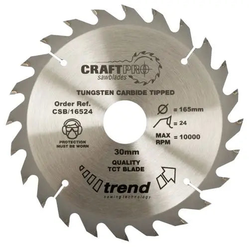 Trend Craft Saw Blade 190mm X 24 Teeth X 16mm  CSB/19024A  White Rose Tools