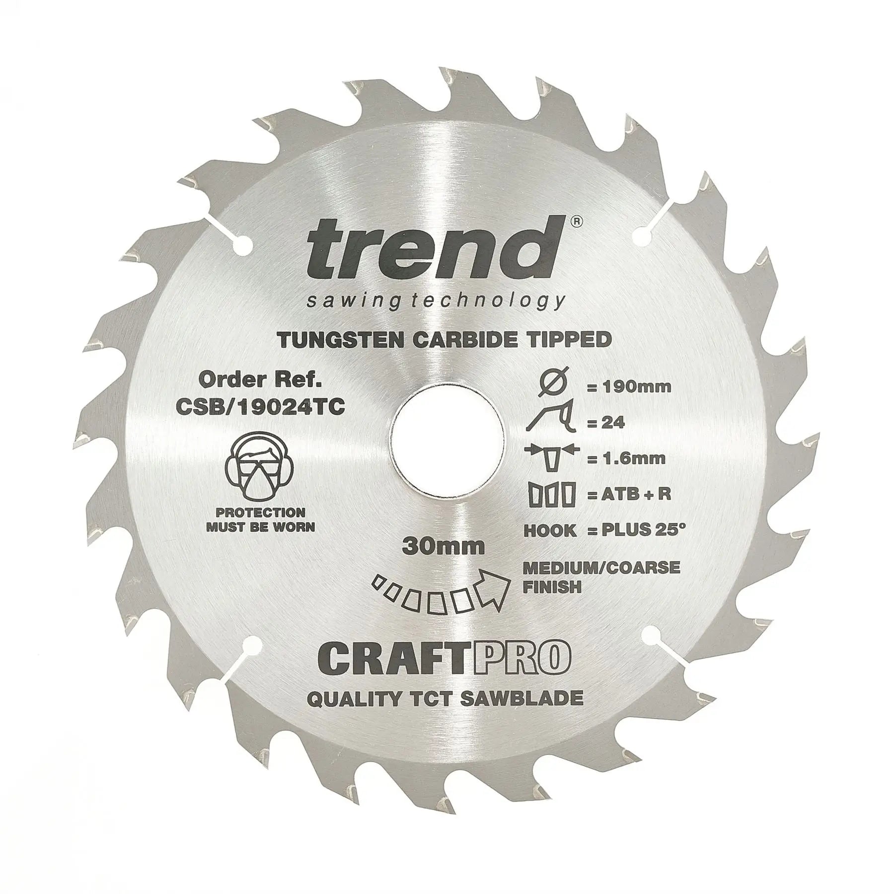 Trend Craft Saw Blade 190mm X 24 Teeth X 30 X 1.55 For Dcs575 CSB/19024TC  White Rose Tools