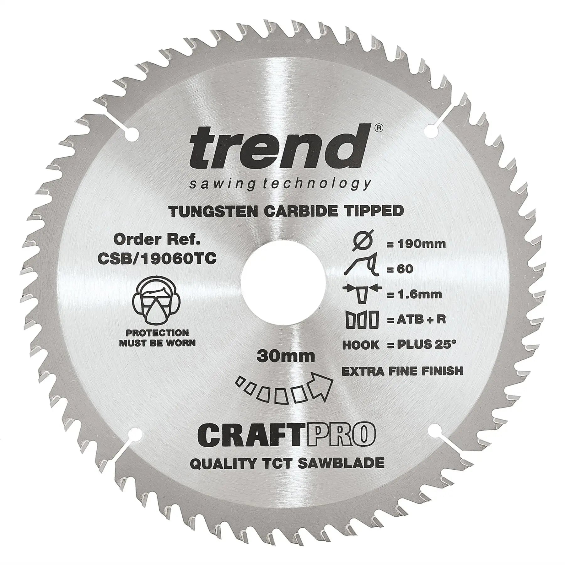 Trend Craft Saw Blade 190mm X 60 Teeth X 30 X 1.55 For Dcs575 CSB/19060TC 