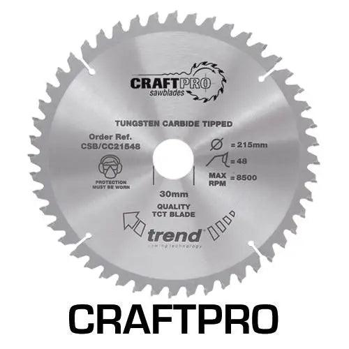 Trend Craft Saw Blade Crosscut 184mm X 24 Teeth X 16mm Thin  CSB/CC18424T  White Rose Tools