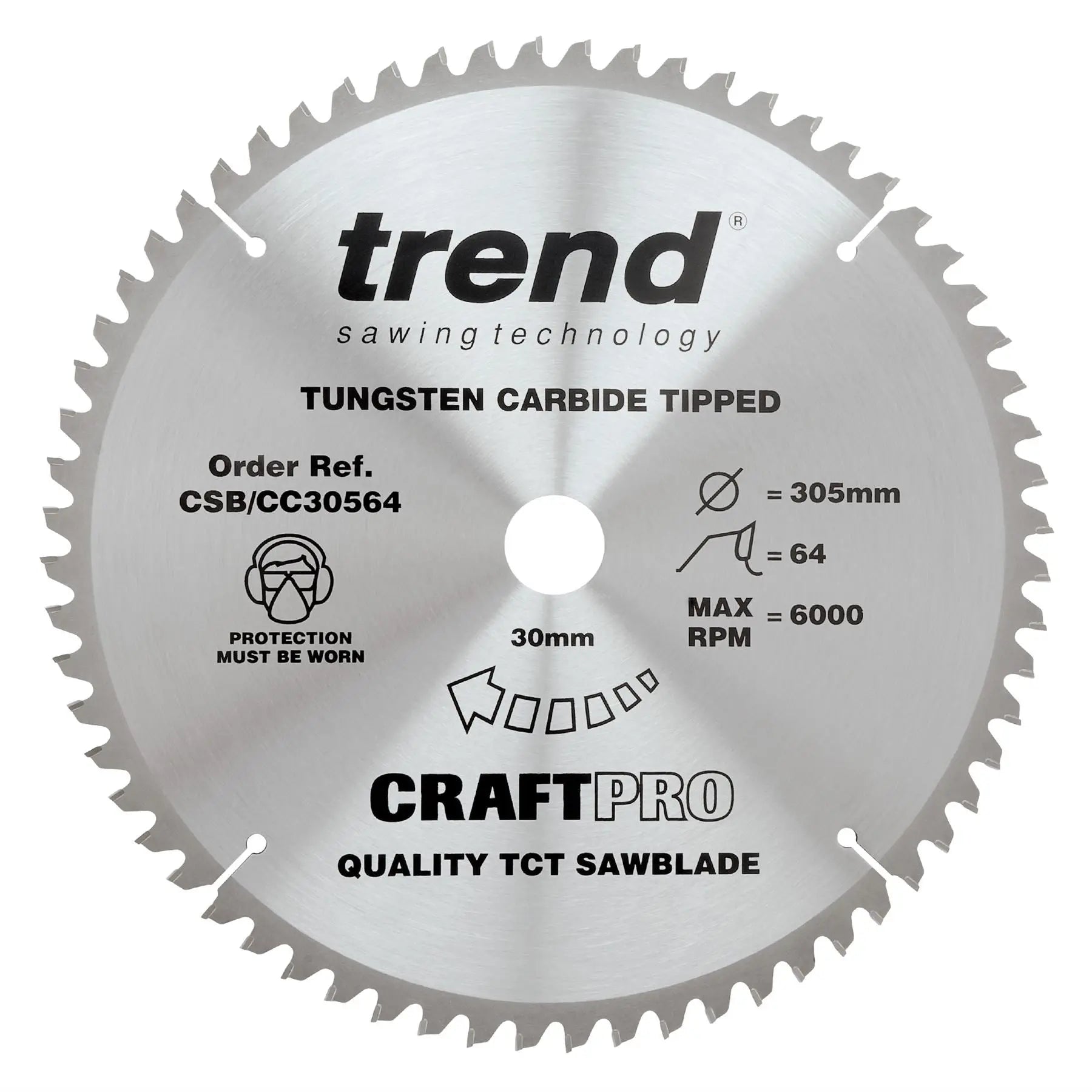 Trend Craft Saw Blade Crosscut 305mm X 64 Teeth X 30mm  CSB/CC30564 