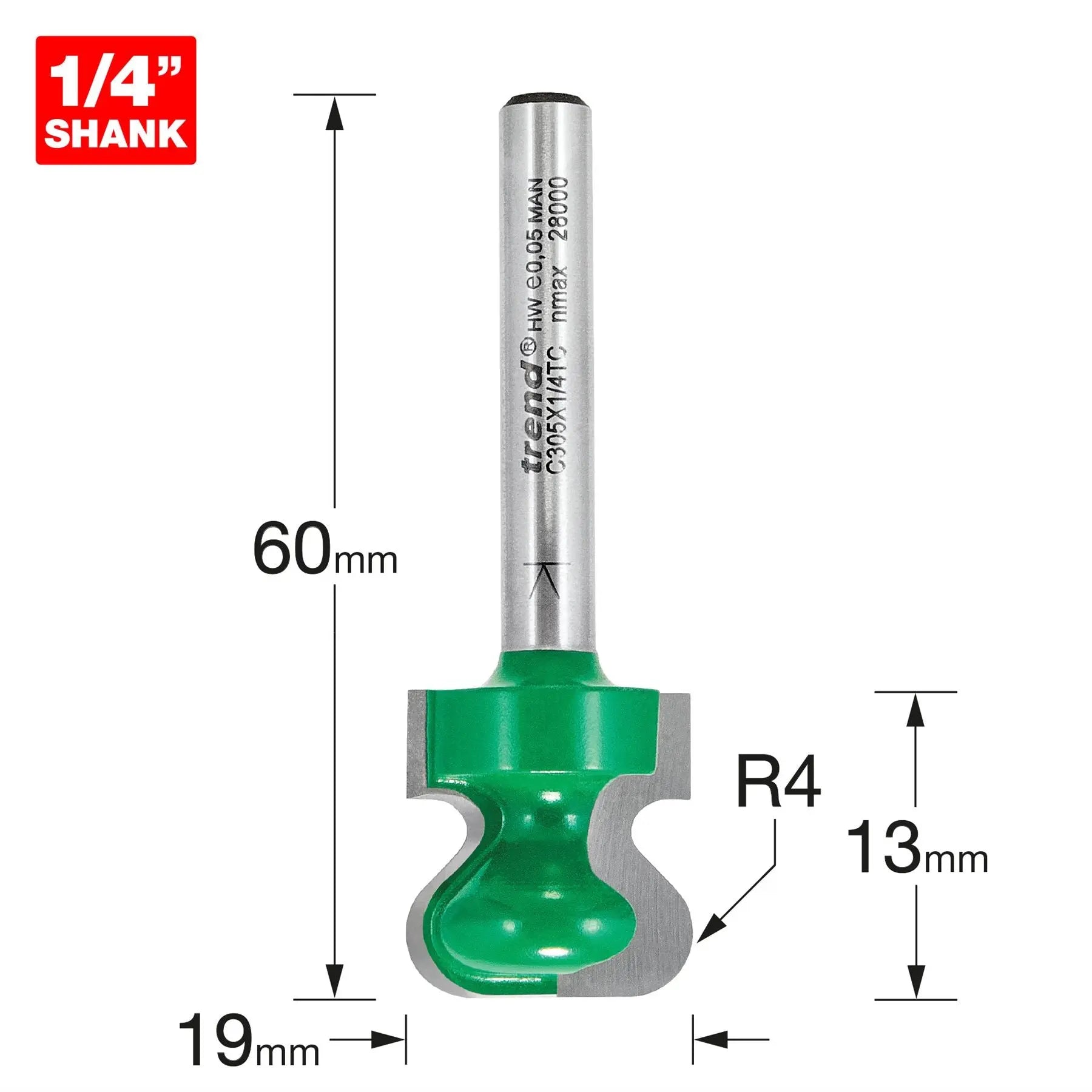 Trend Drawer Pull Cutter C305X1/4TC  White Rose Tools