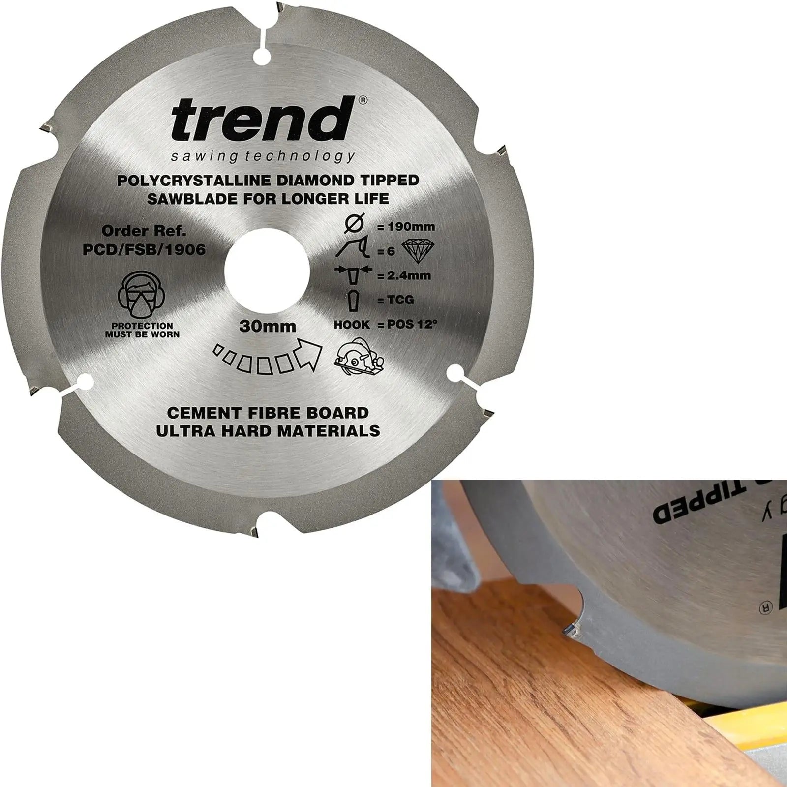 Trend Fibreboard Sawblade Pcd 190mm X 6T X 30mm PCD/FSB/1906 