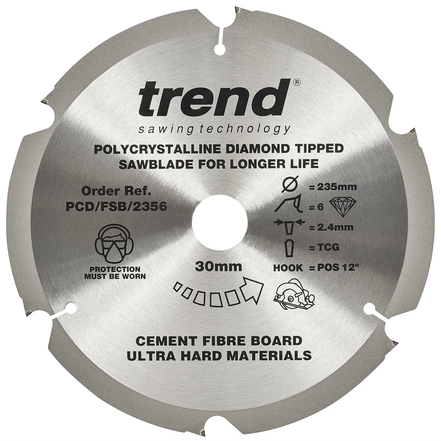 Trend Fibreboard Sawblade Pcd 235mm X 6T X 30mm PCD/FSB/2356  White Rose Tools