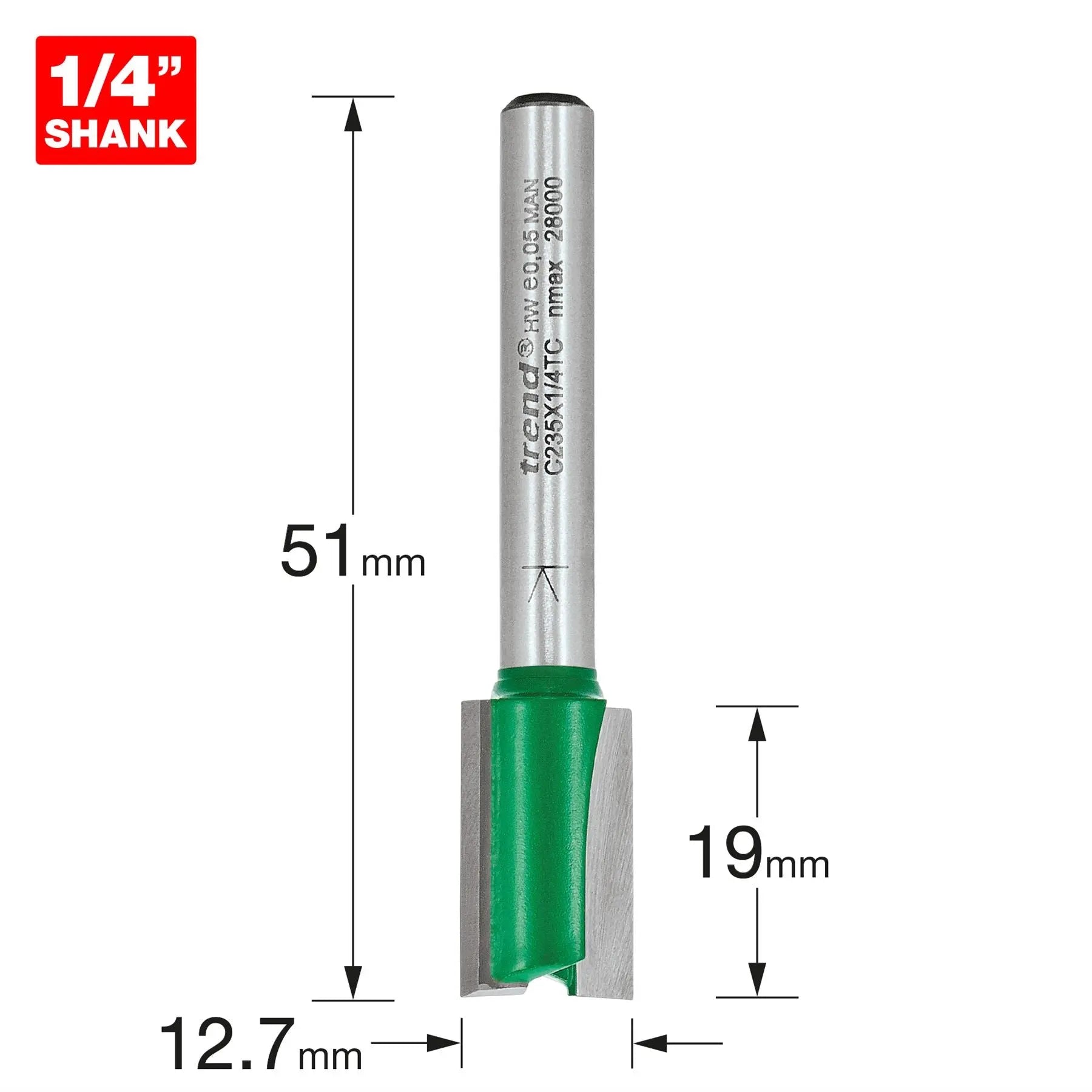 Trend Hinge Recess Cutter C235X1/4TC  White Rose Tools