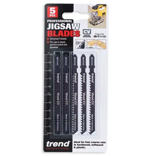 Trend Jigsaw Blade 100X3.0mm Cv Up-Cut 5 Pack  JB/T111C  White Rose Tools