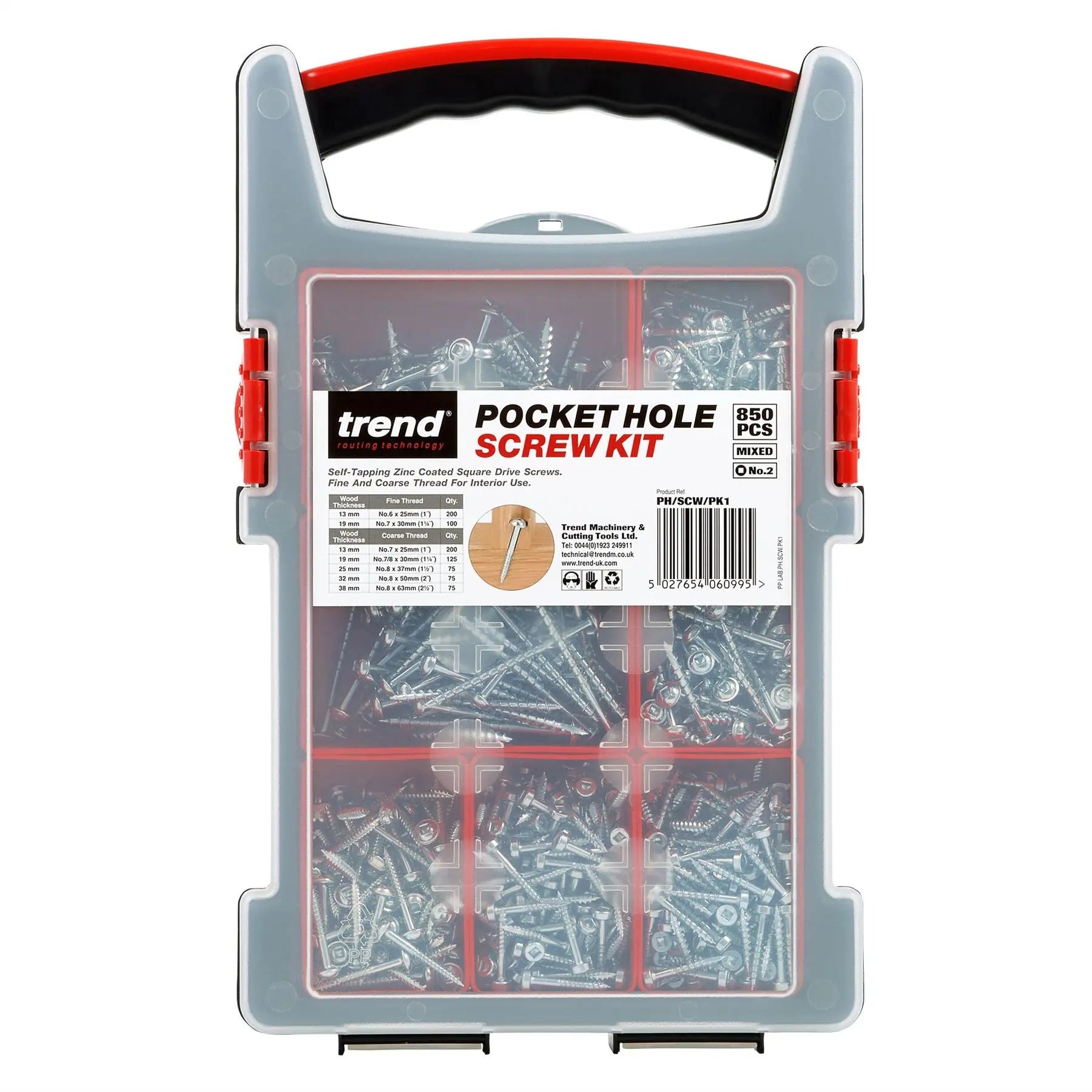Trend Pocket Hole Screw Selection, 850 Pieces  PH/SCW/PK1 