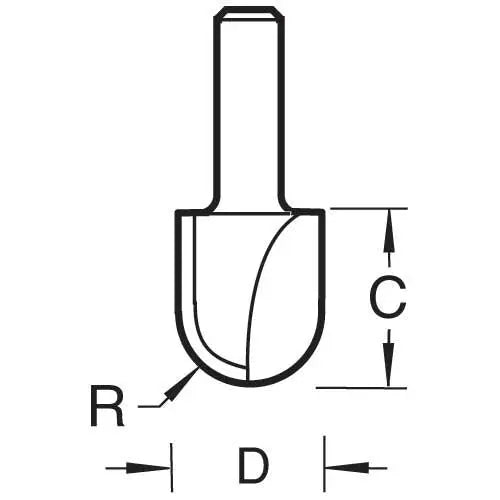 Trend Radius 12.7mm Radius X 25.4mm Diameter  C058X1/2TC  White Rose Tools