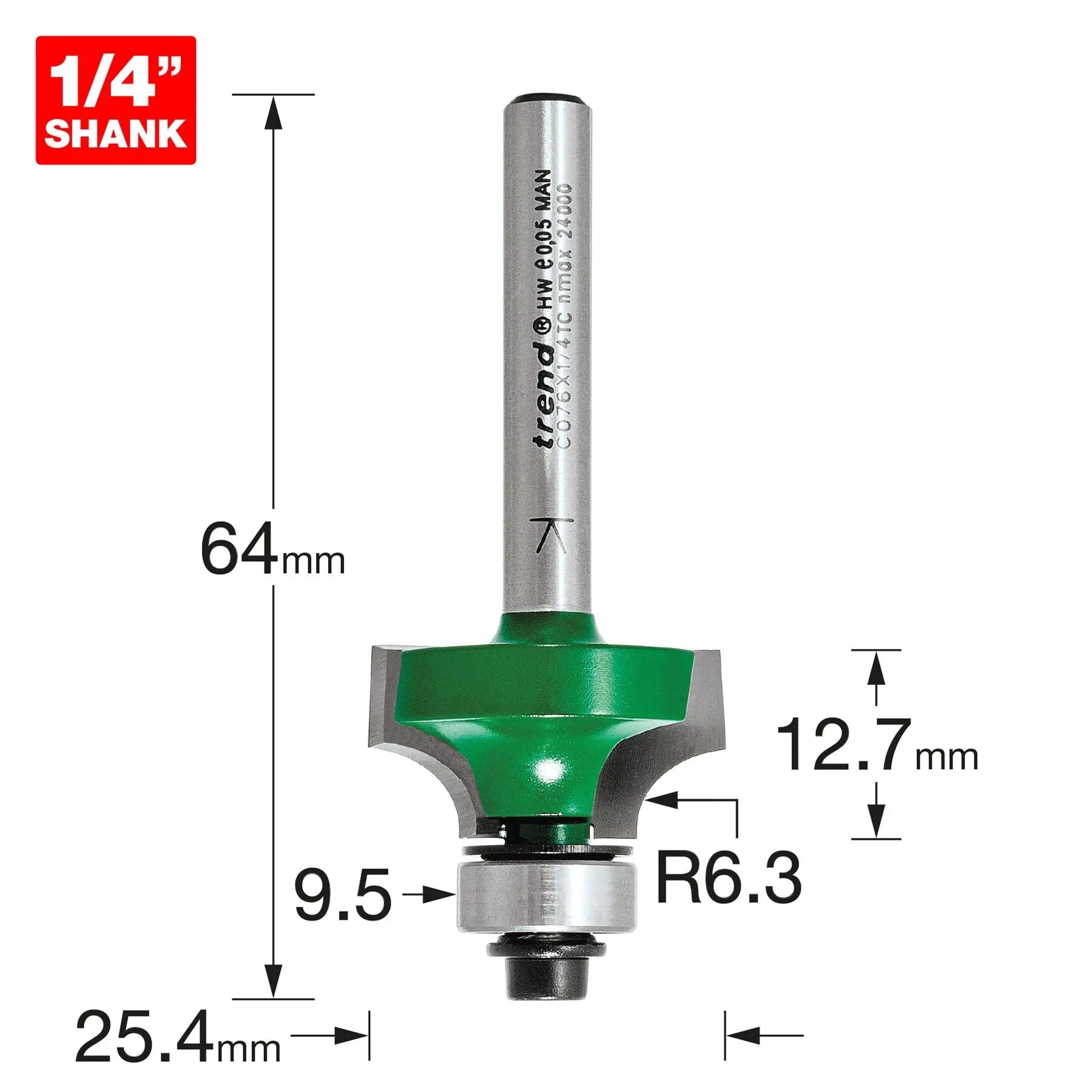 Trend Rounding Over 6.3mm Radius X 12.7mm Cut  C076X1/4TC 