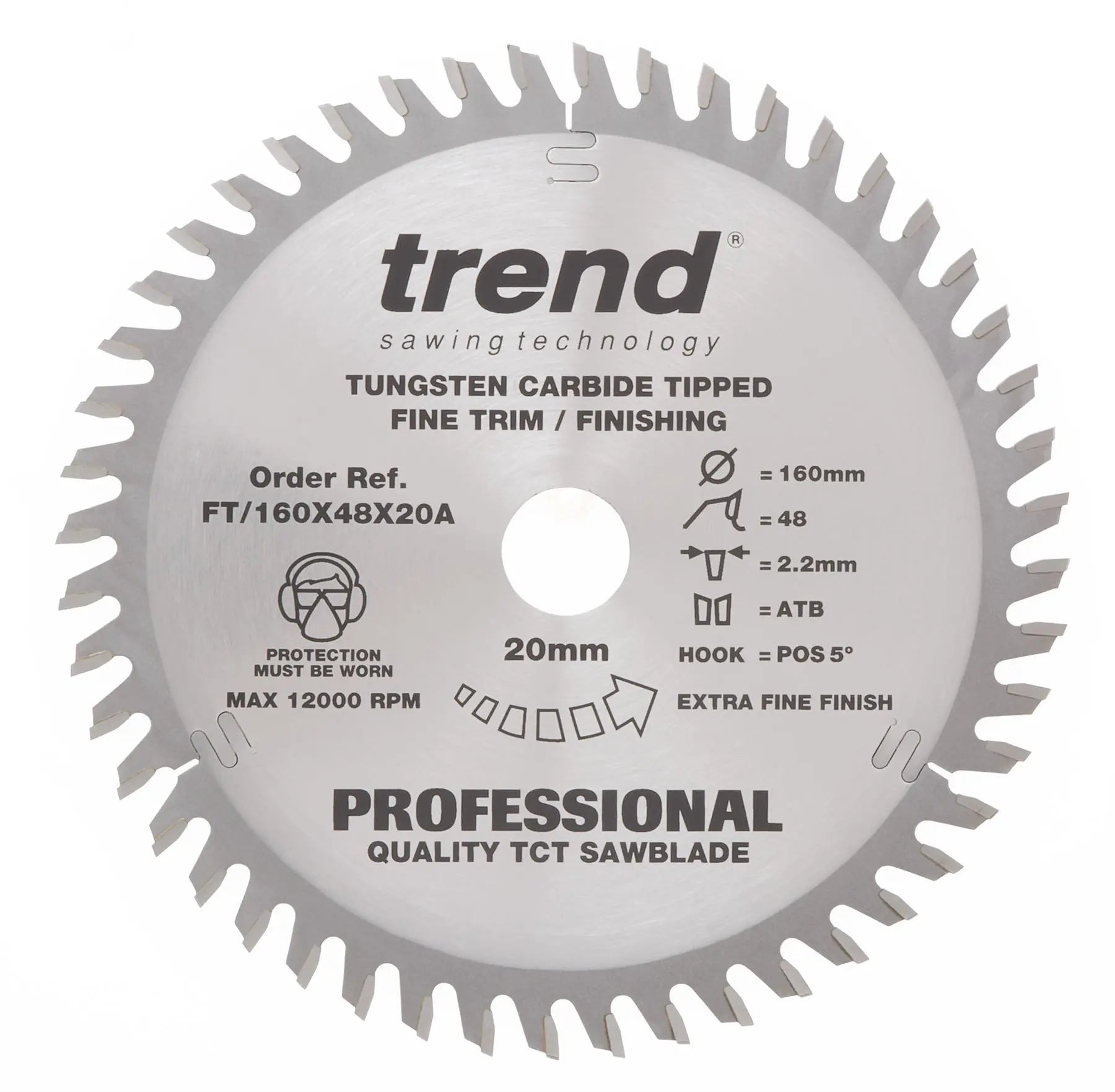 Trend Saw Blade Fine Trim 160mm X 48 Teeth X 20mm  FT/160X48X20A 