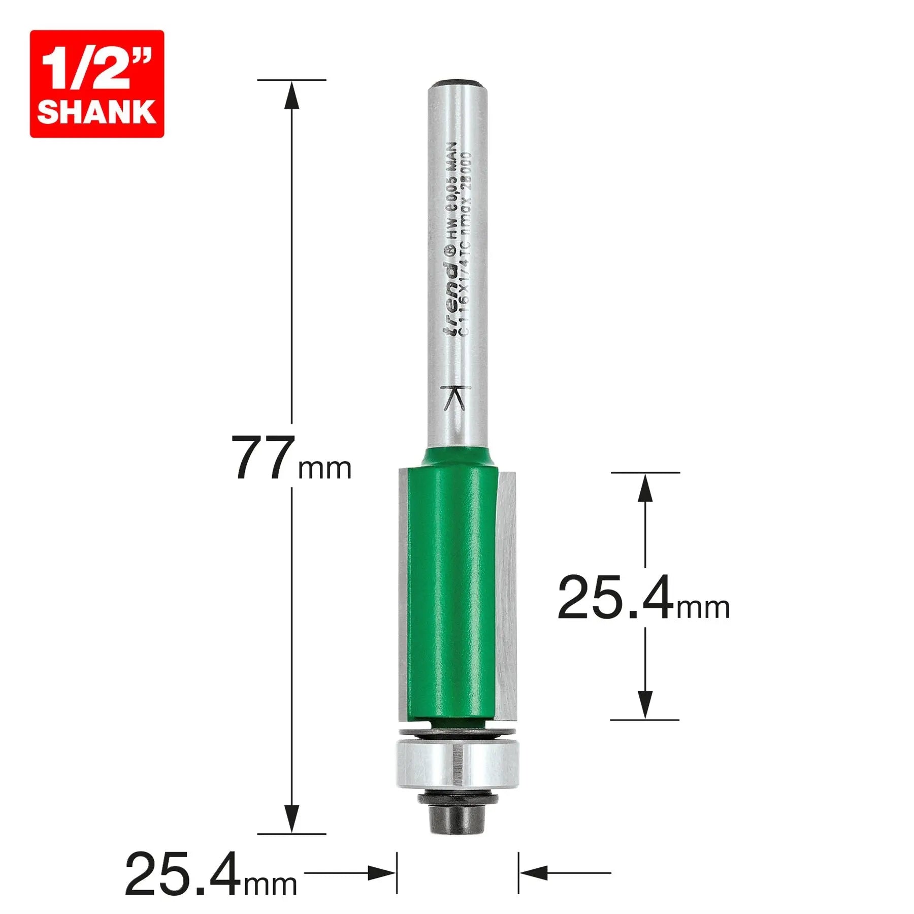 Trend Self Guided Trimmer 12.7mm Diameter  C116X1/4TC 