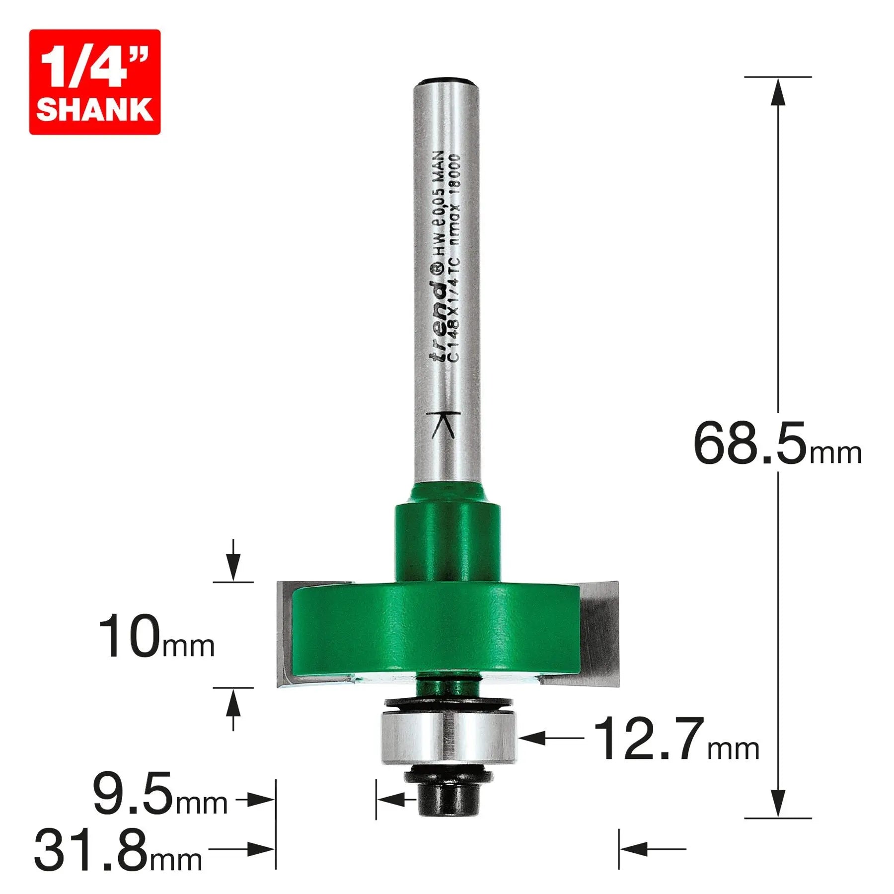 Trend Slotting 10mm Cut  C148X1/4TC  White Rose Tools