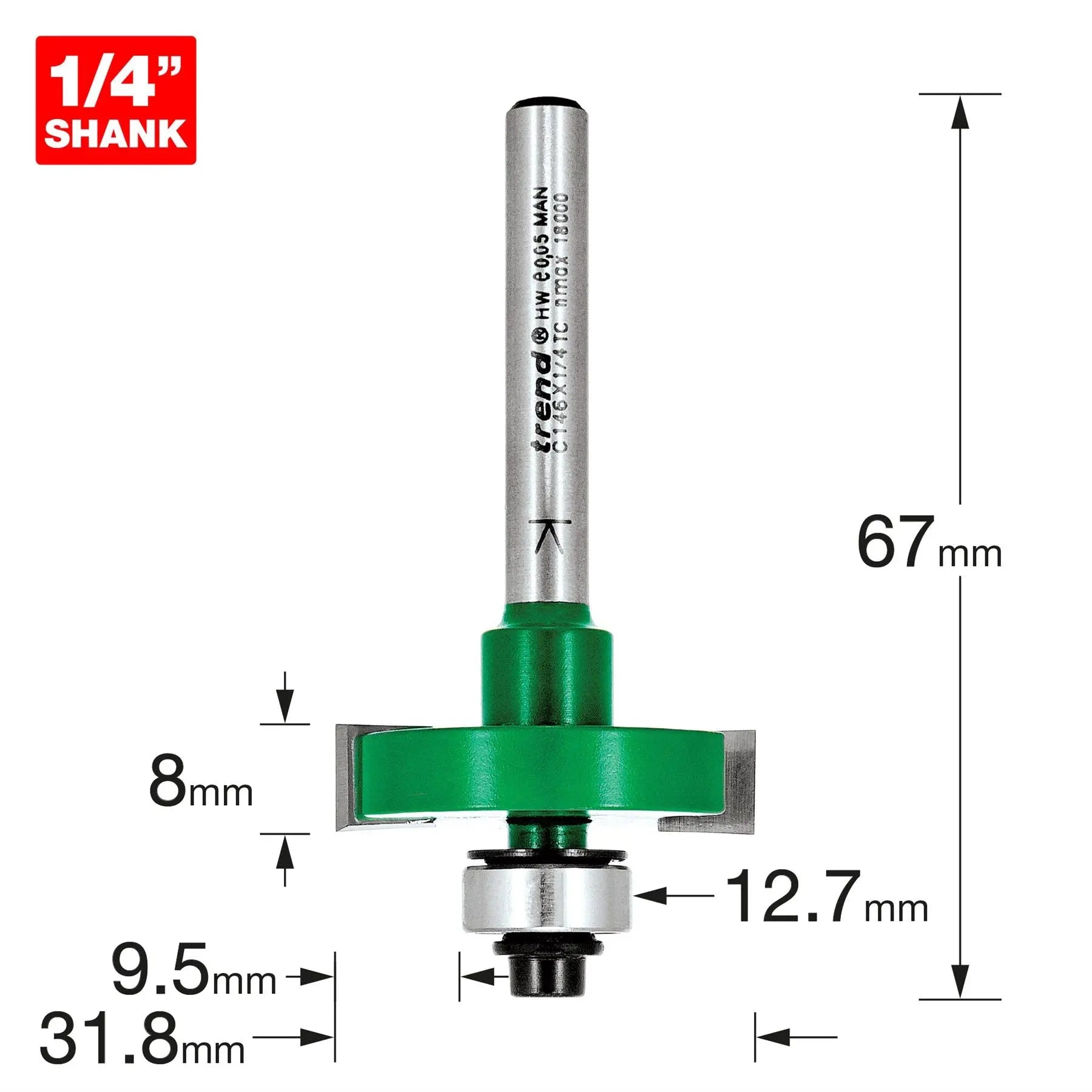 Trend Slotting 8mm Cut  C146X1/4TC  White Rose Tools