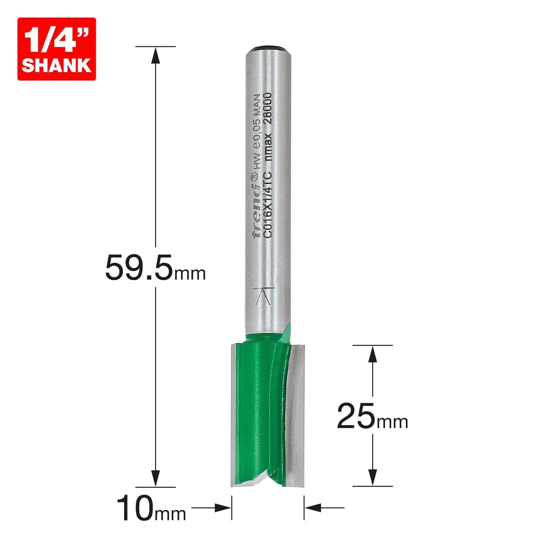 Trend Two Flute Cutter 10mm Diameter C016X1/4TC 