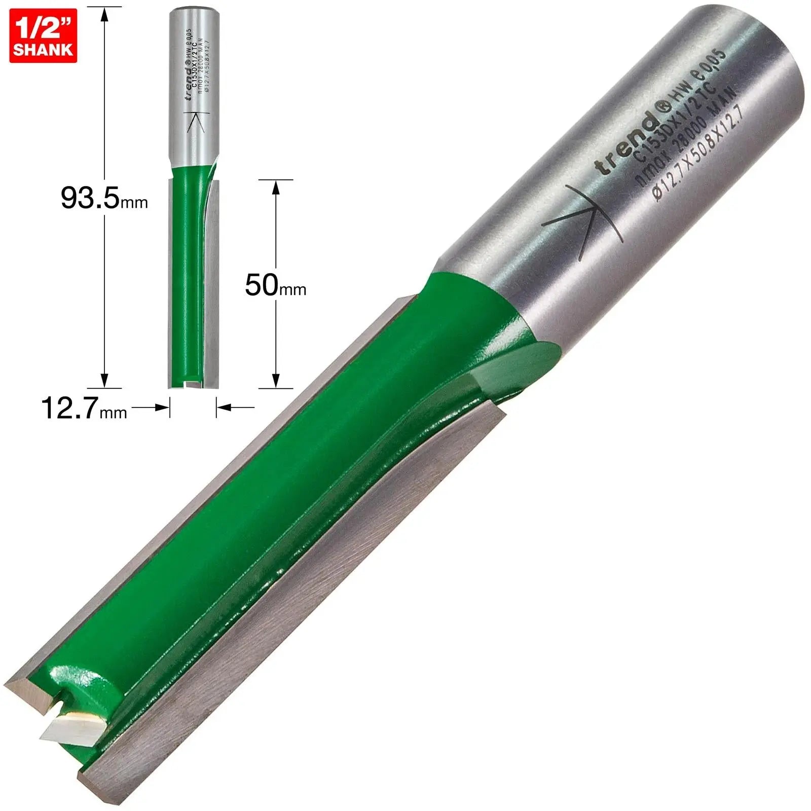 Trend Two Flute Cutter 12.7mm Diameter C153DX1/2TC 