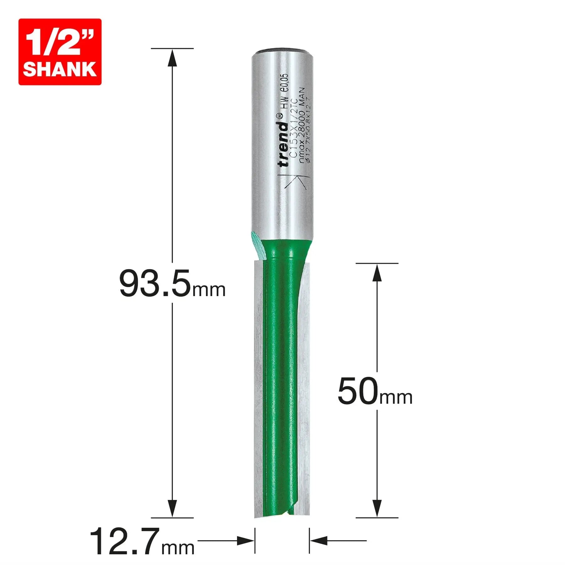 Trend Two Flute Cutter 12.7mm Diameter C153X1/2TC 