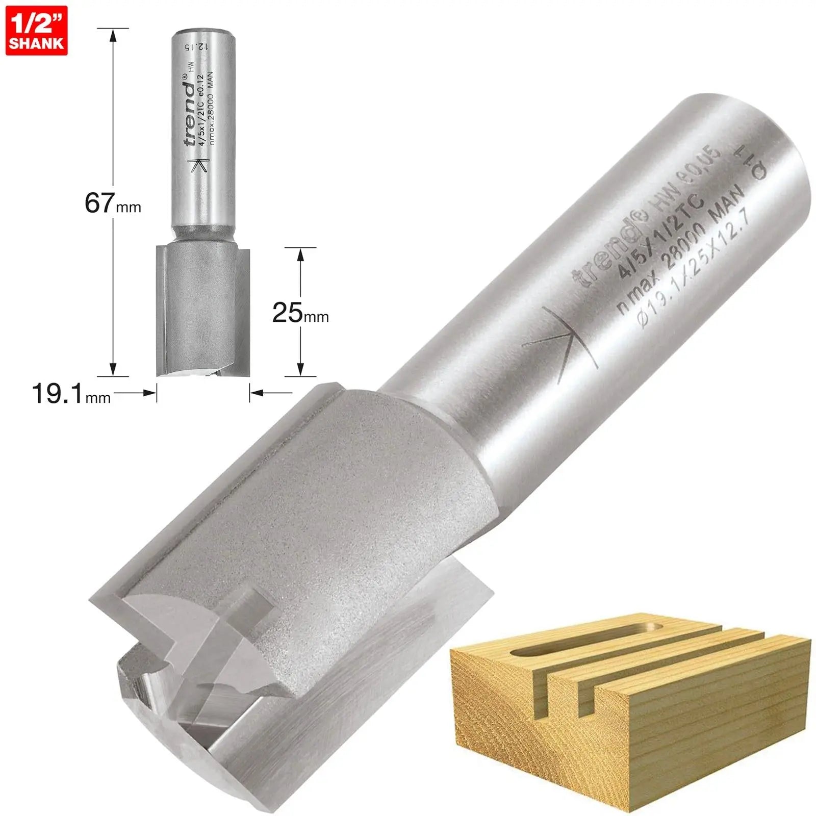 Trend Two Flute Cutter 19.1mm Diameter 4/5X1/2TC 
