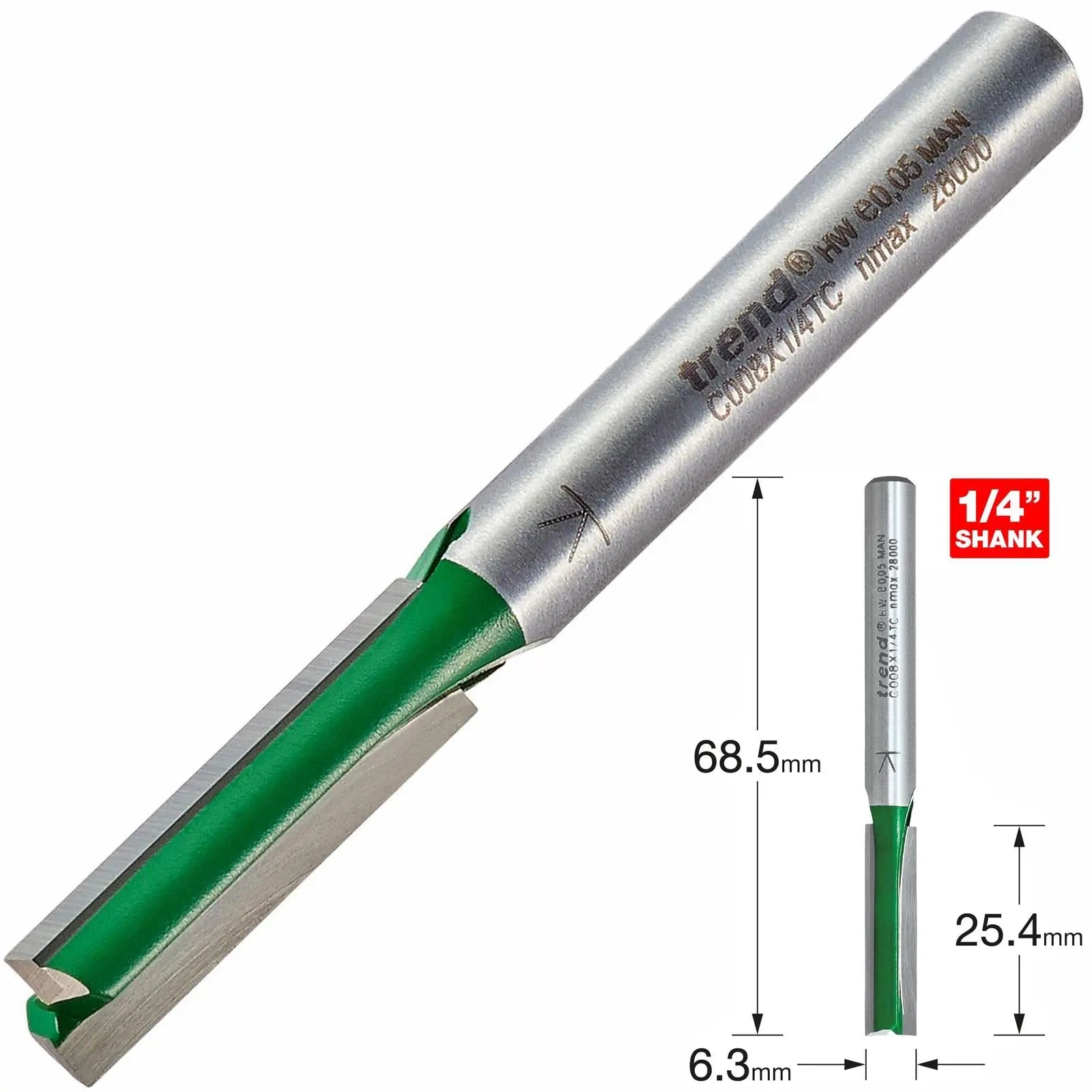 Trend Two Flute Cutter 6.3mm Diameter C008X1/4TC 