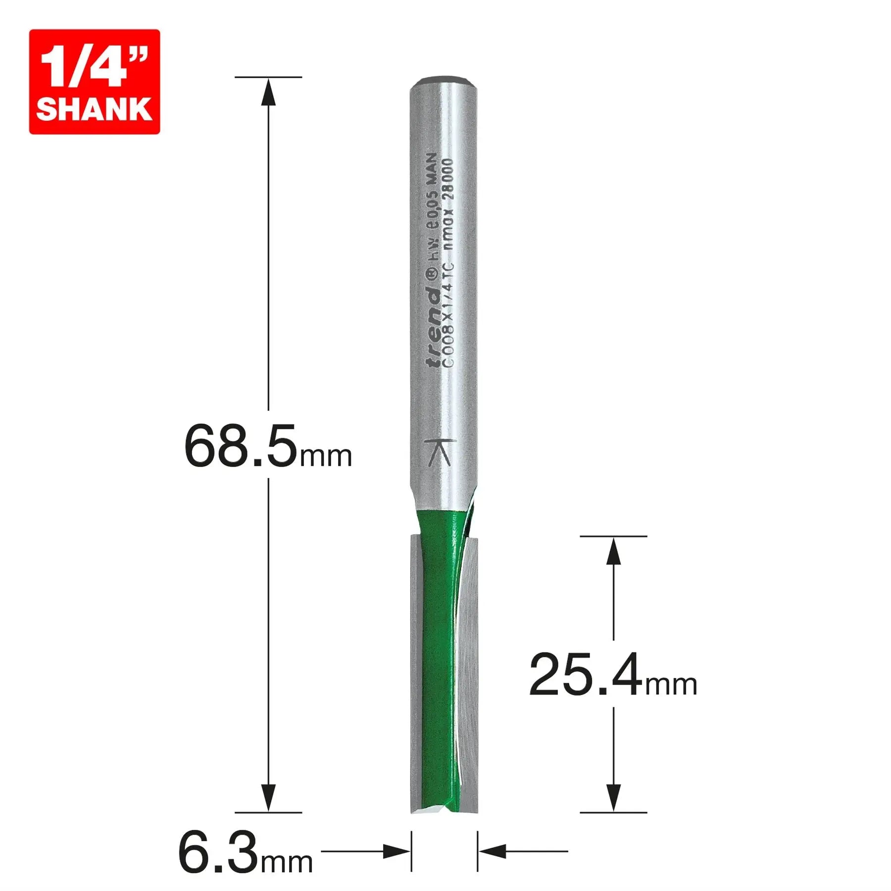 Trend Two Flute Cutter 6.3mm Diameter C008X1/4TC 