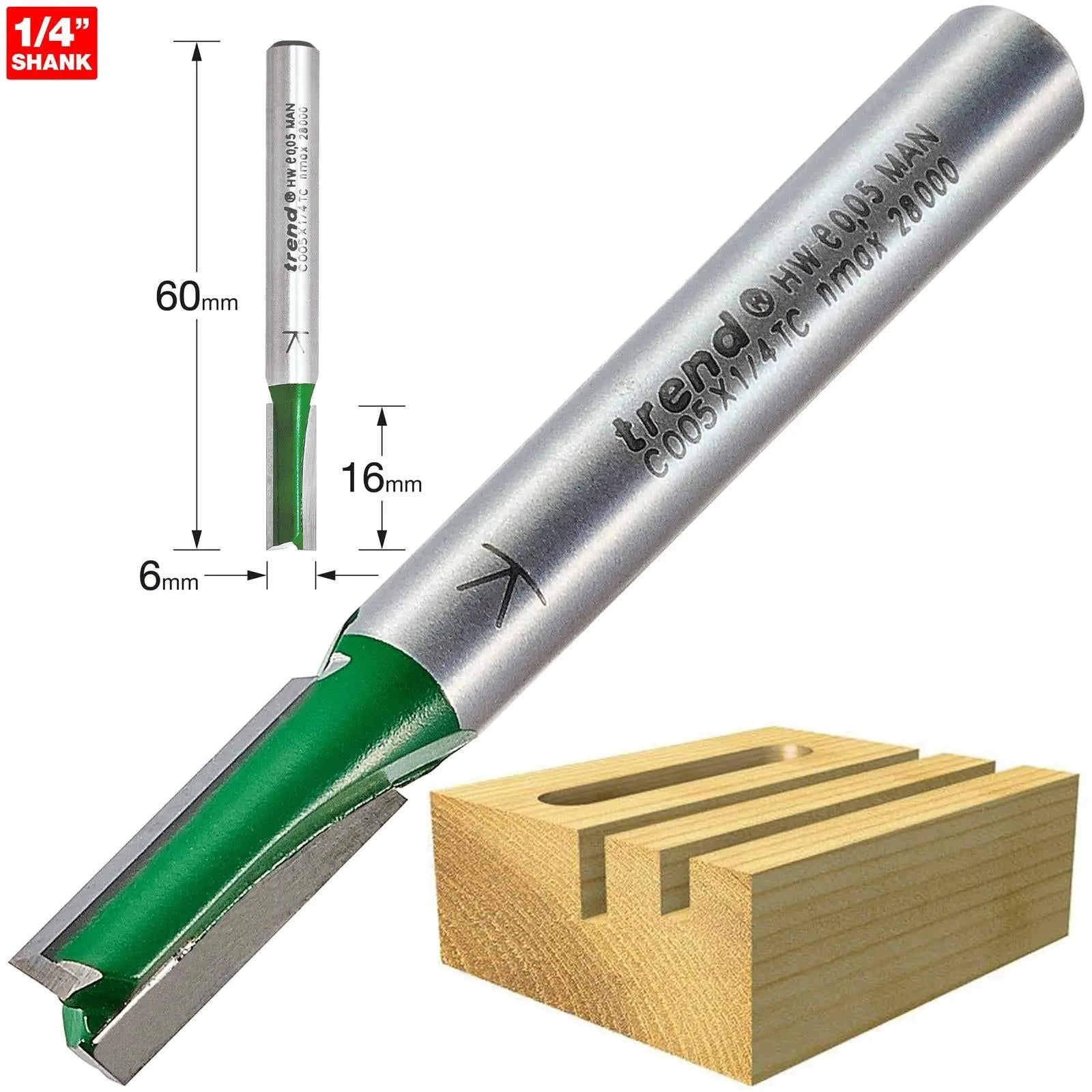 Trend Two Flute Cutter 6mm Diameter C005X1/4TC 