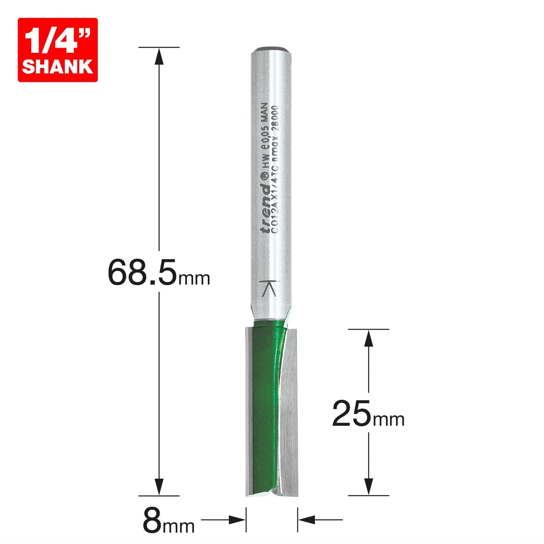 Trend Two Flute Cutter 8.0mm Diameter C012AX1/4TC 