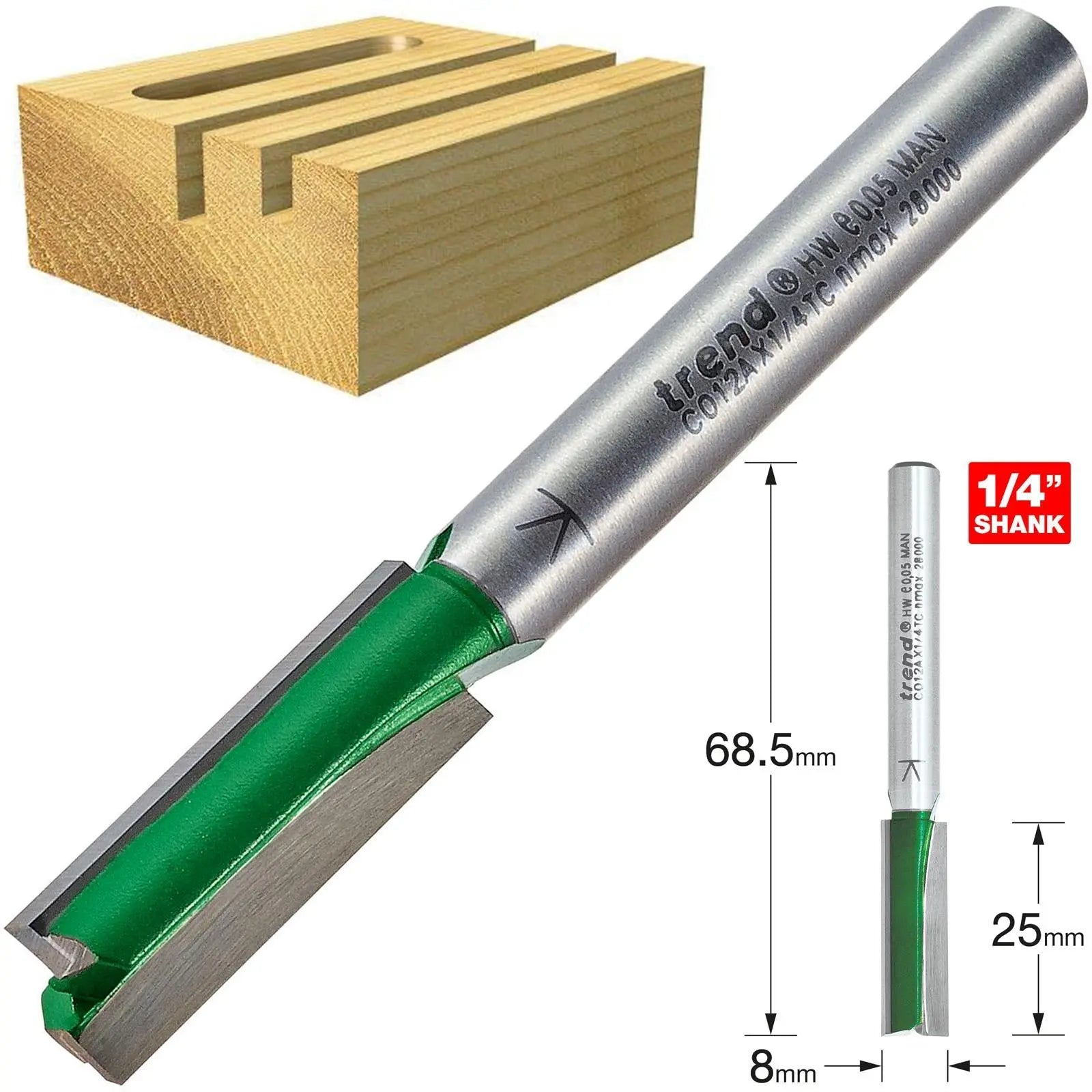 Trend Two Flute Cutter 8.0mm Diameter C012AX1/4TC 