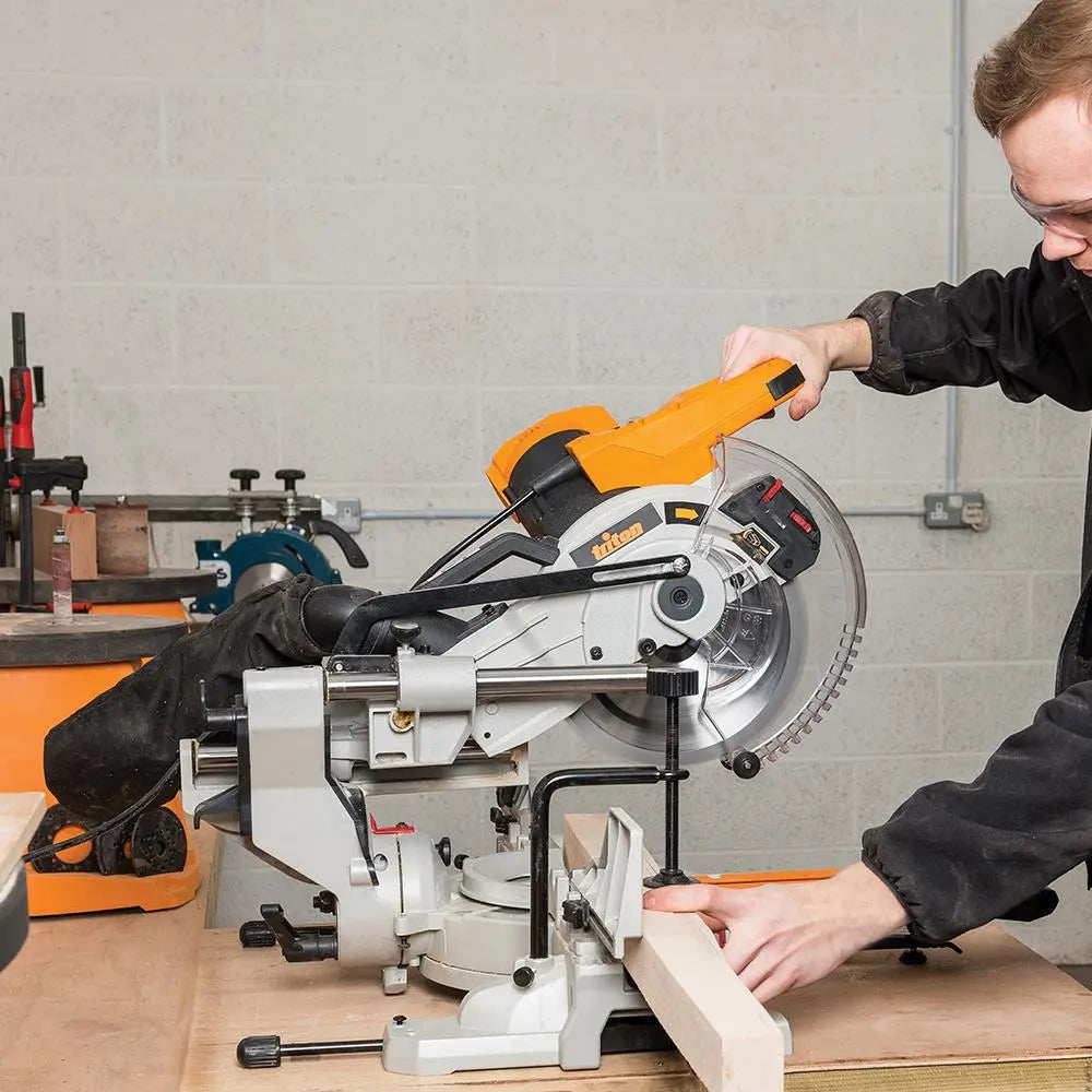 Triton 1800W Sliding Compound Mitre Saw 254mm TCMS254 524891  White Rose Tools