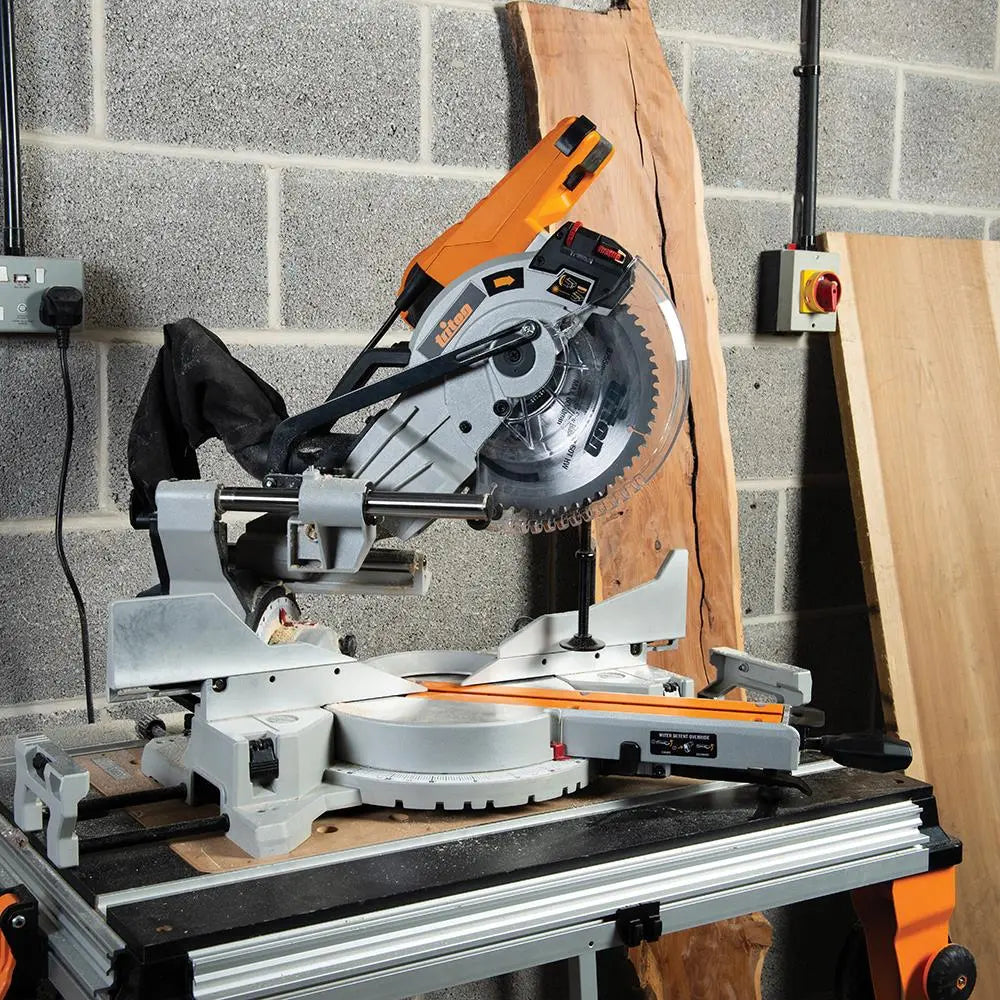 Triton 1800W Sliding Compound Mitre Saw 254mm TCMS254 524891  White Rose Tools