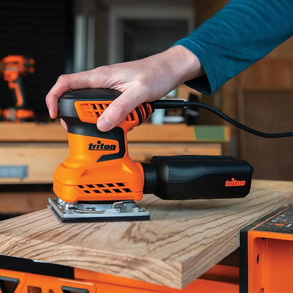 Triton 200W Orbital Palm Sander 1/4 Sheet TQTRSS 389621  White Rose Tools