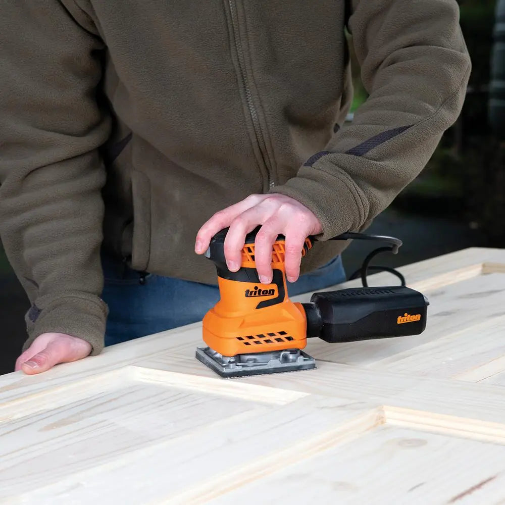 Triton 200W Orbital Palm Sander 1/4 Sheet TQTRSS 389621  White Rose Tools