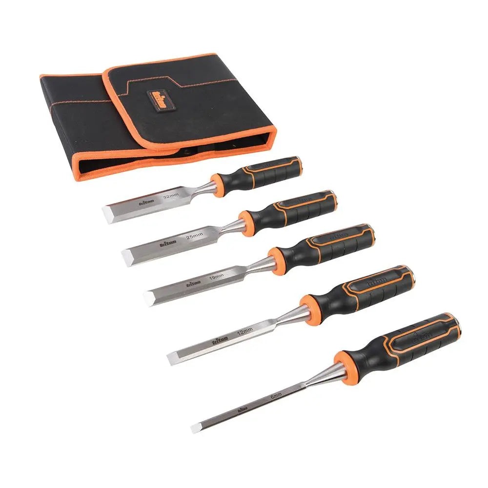 Triton Wood Chisel Set 5pce TWCS5 6, 13, 19, 25 & 32mm 823149  White Rose Tools