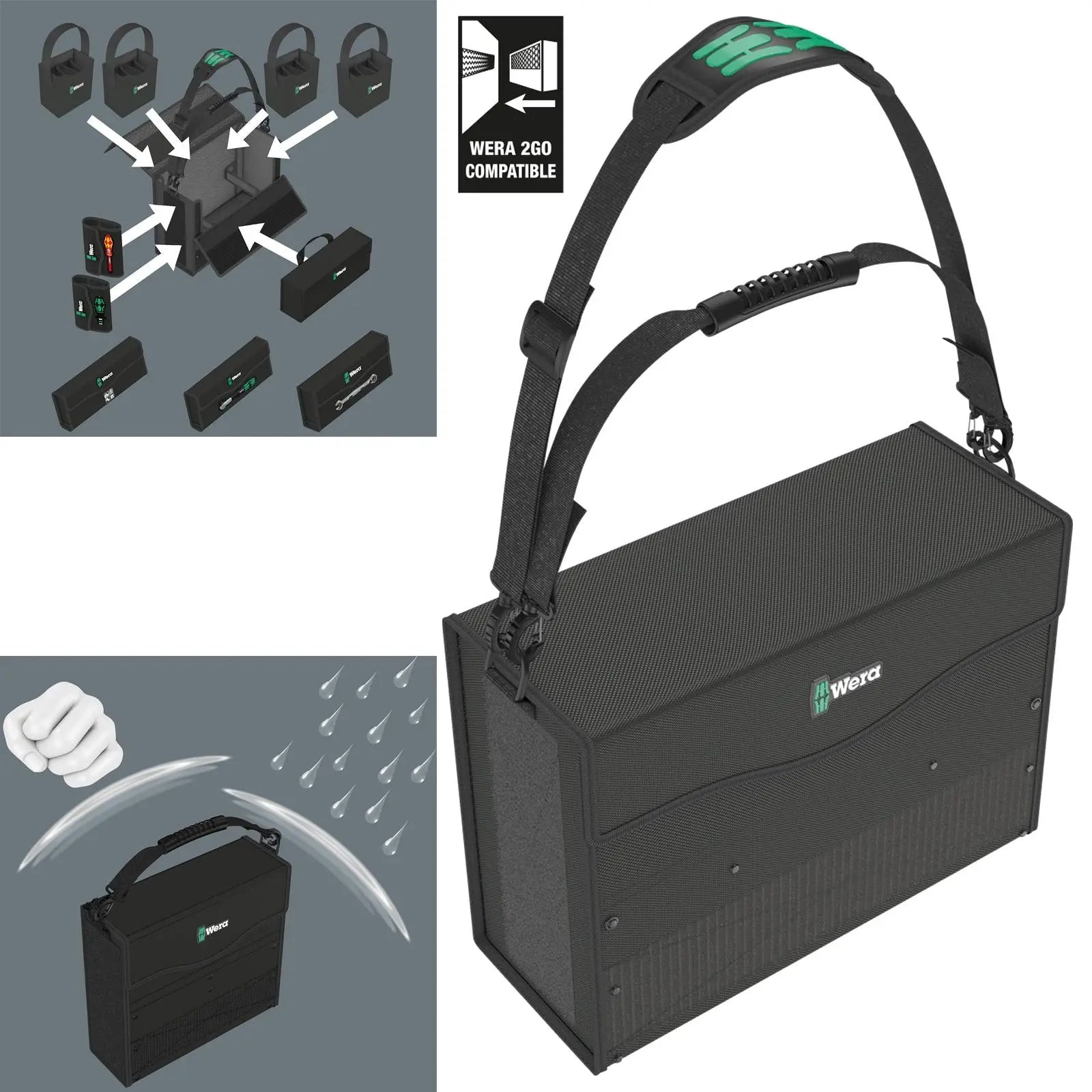Wera 2go 2 XL Tool Container 2 Piece Tool Storage Bag  White Rose Tools