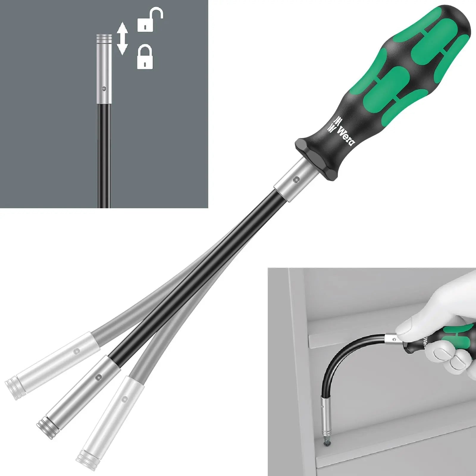 Wera 393 S Kraftform Kompakt Screwdriver Bit Holder Extra Slim with Flexible Shaft 