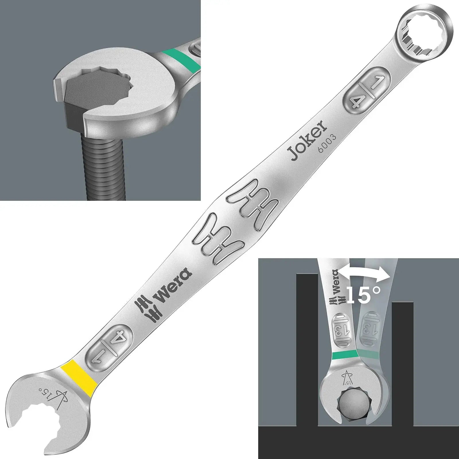 Wera 6003 Joker Combination Spanner Wrench Open End Ring Imperial 