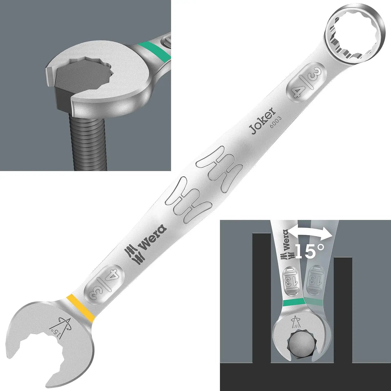 Wera 6003 Joker Combination Spanner Wrench Open End Ring Imperial 