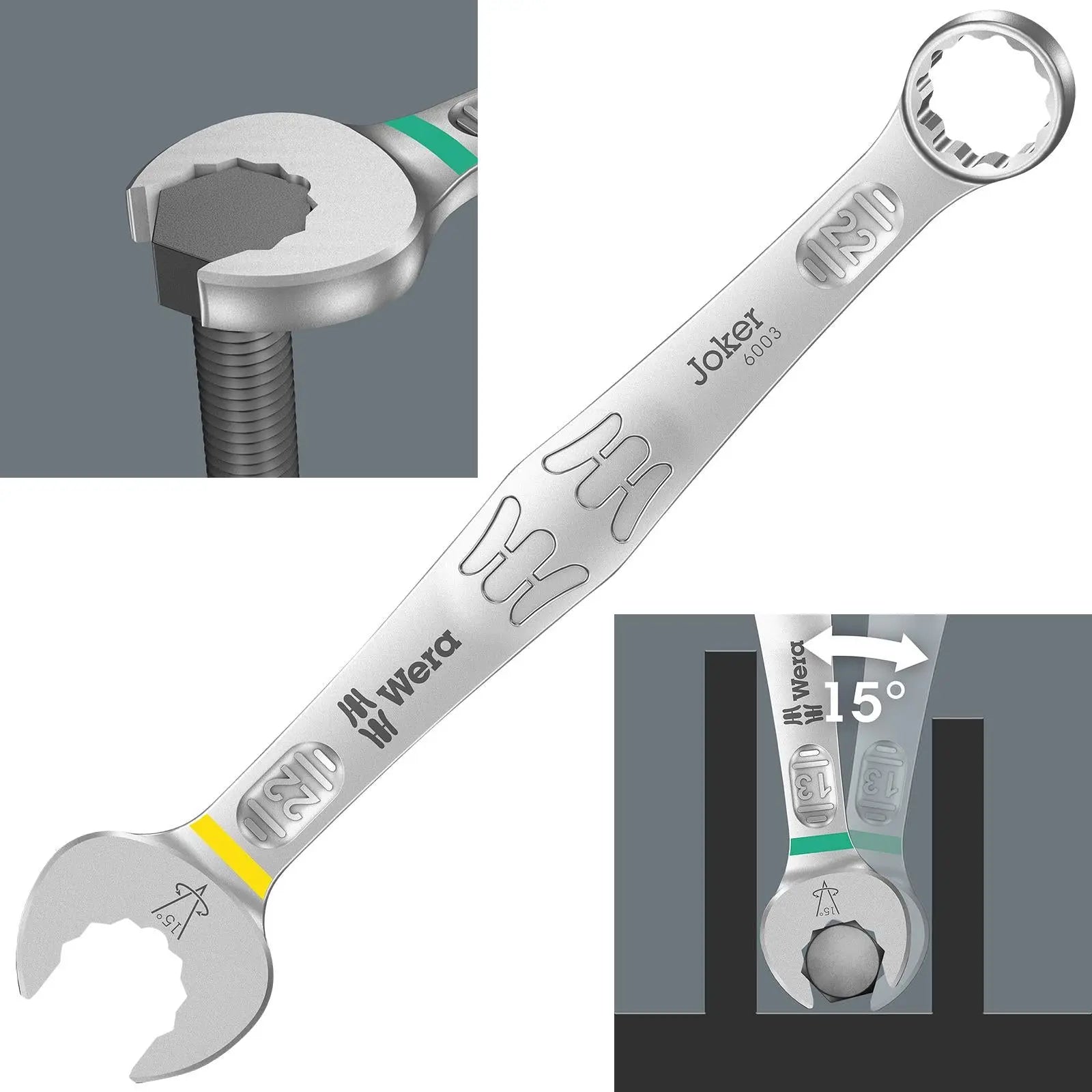 Wera 6003 Joker Combination Spanner Wrench Open End Ring Metric 