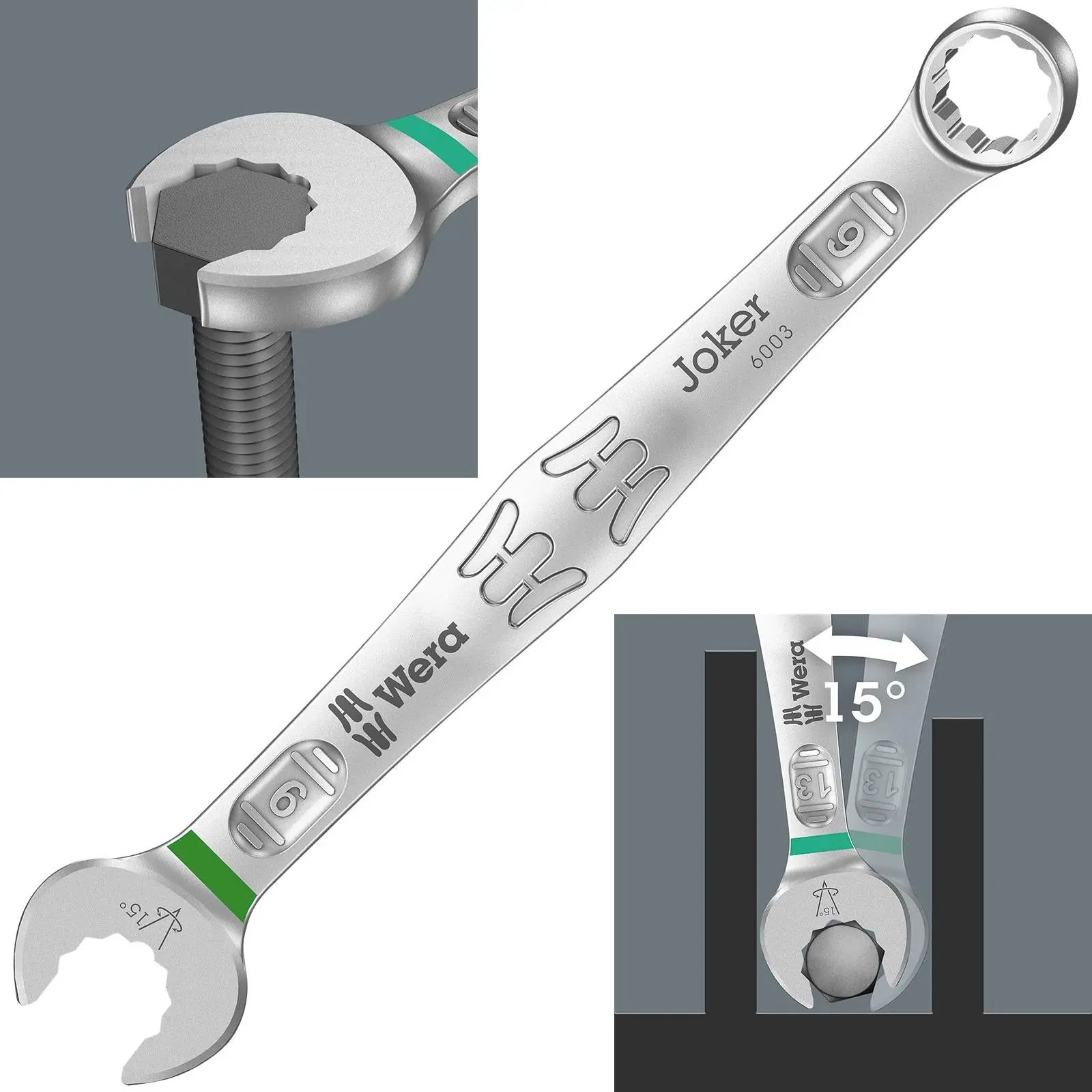 Wera 6003 Joker Combination Spanner Wrench Open End Ring Metric 