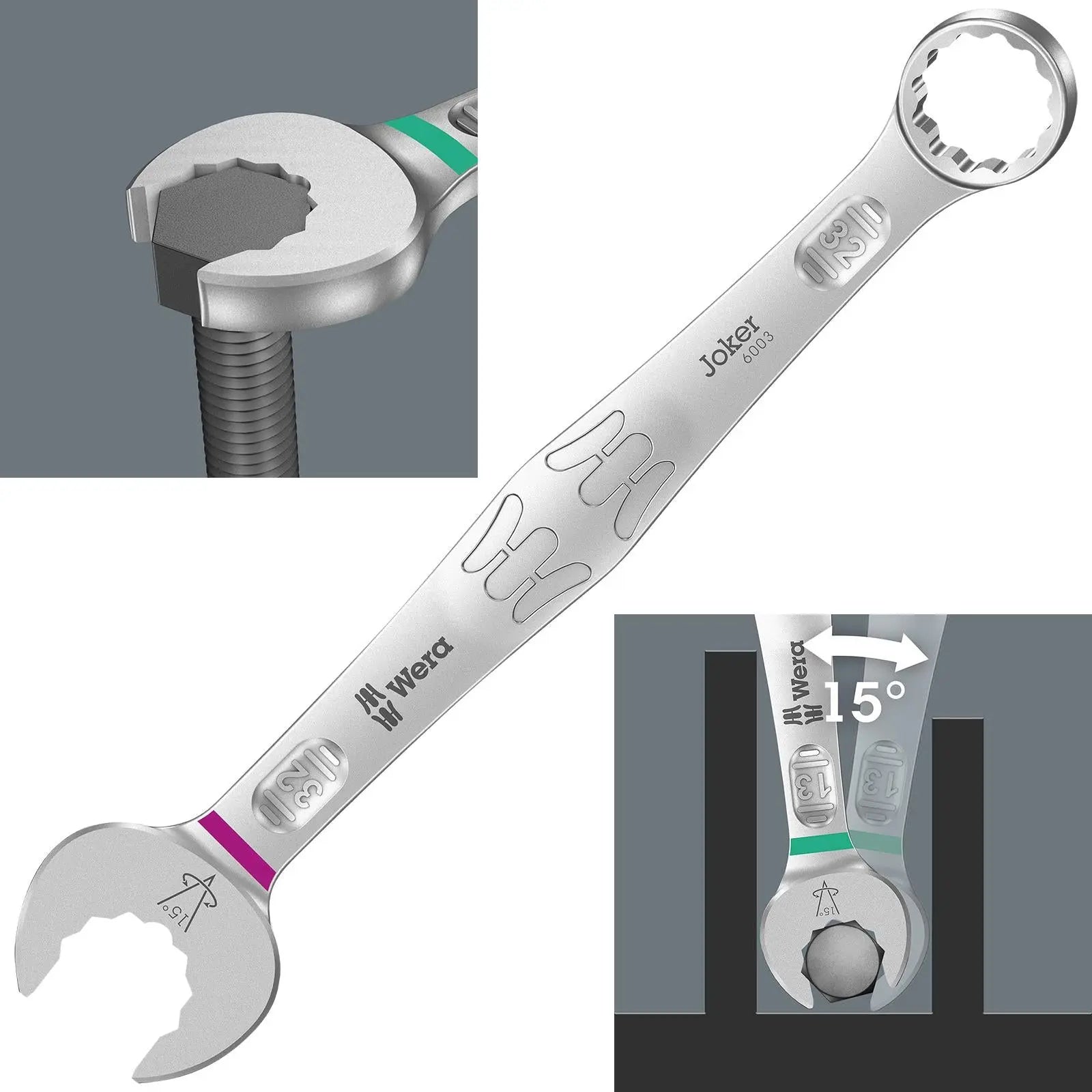 Wera 6003 Joker Combination Spanner Wrench Open End Ring Metric 