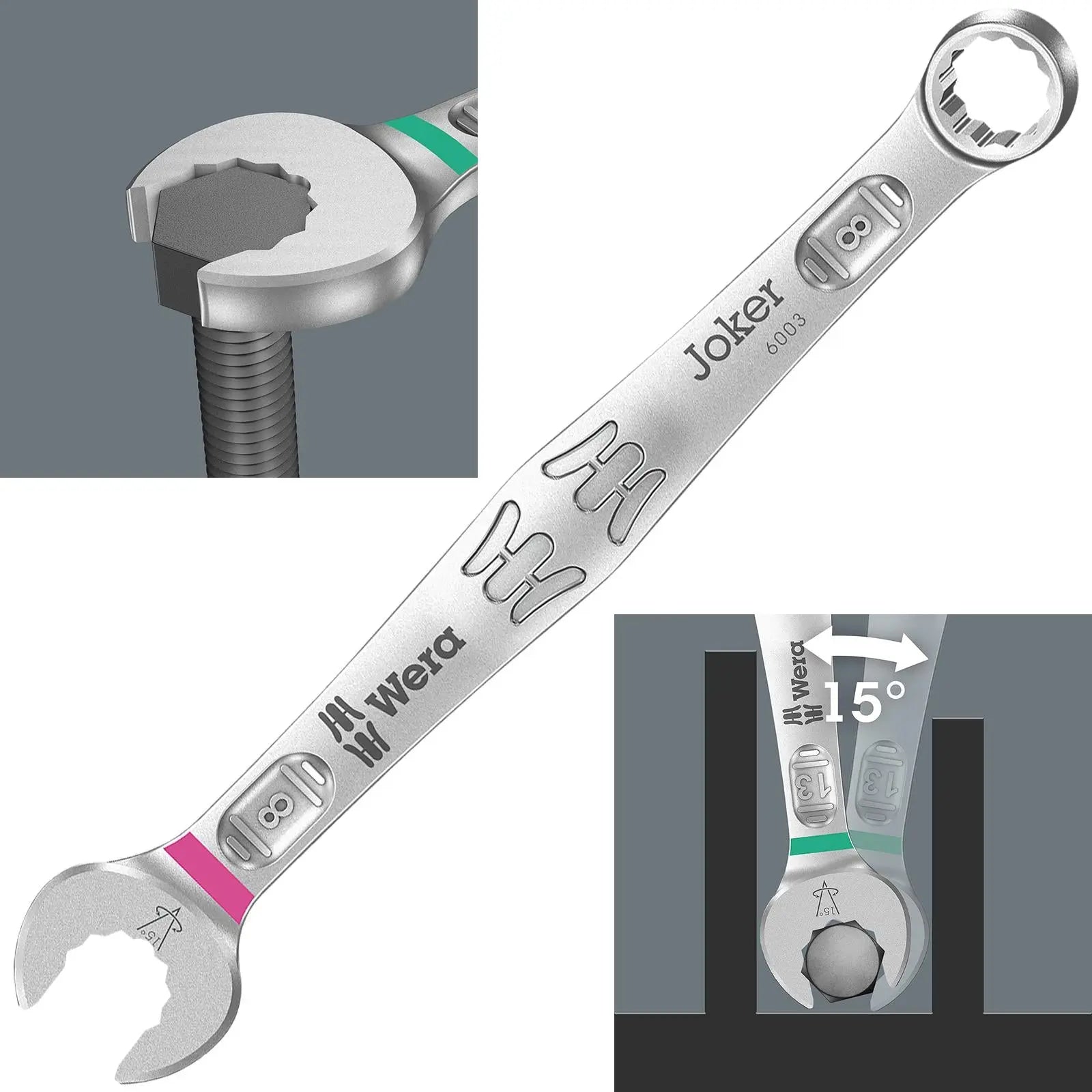 Wera 6003 Joker Combination Spanner Wrench Open End Ring Metric 