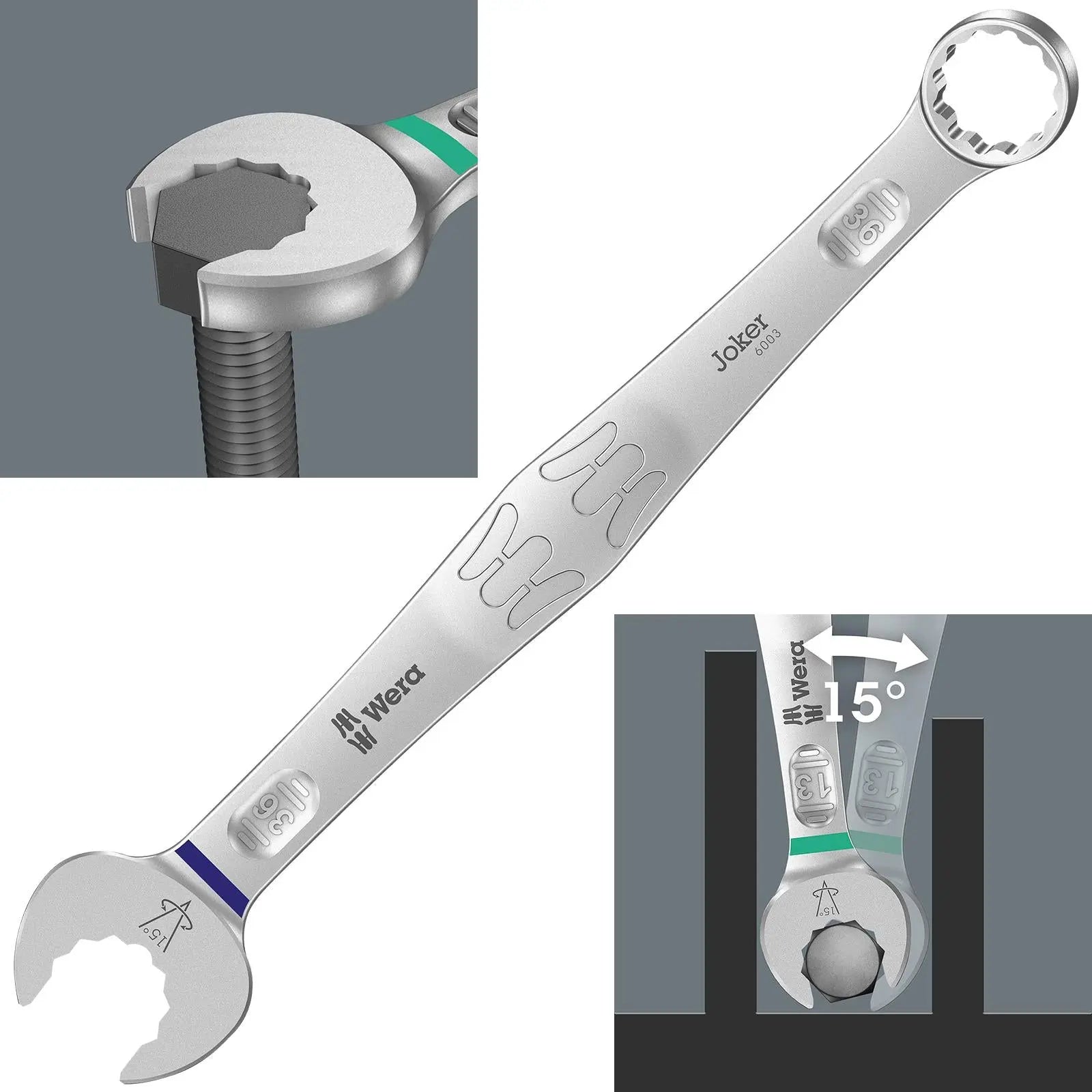 Wera 6003 Joker Combination Spanner Wrench Open End Ring Metric 