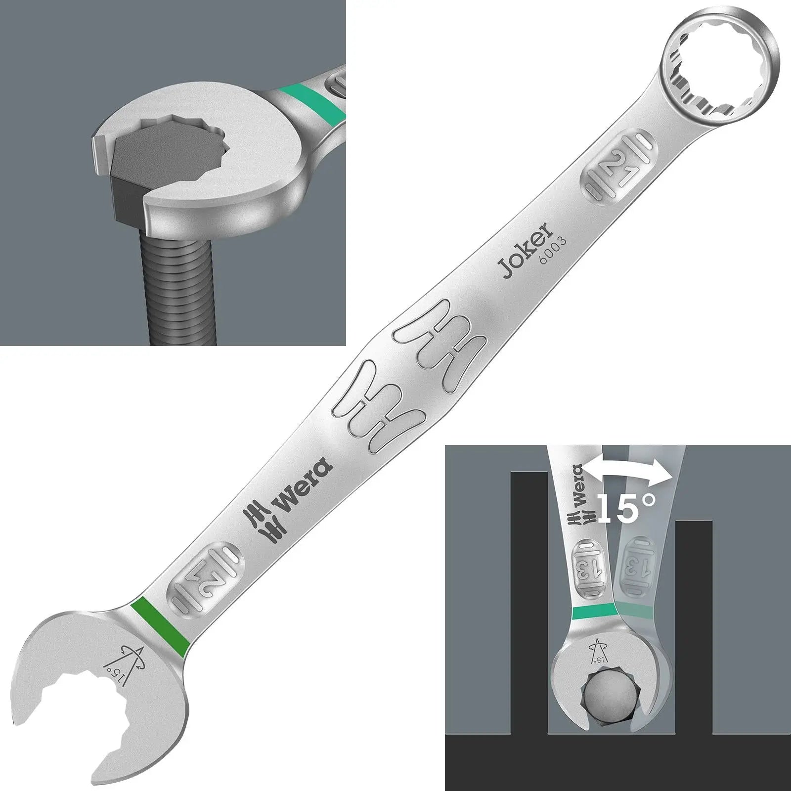 Wera 6003 Joker Combination Spanner Wrench Open End Ring Metric 