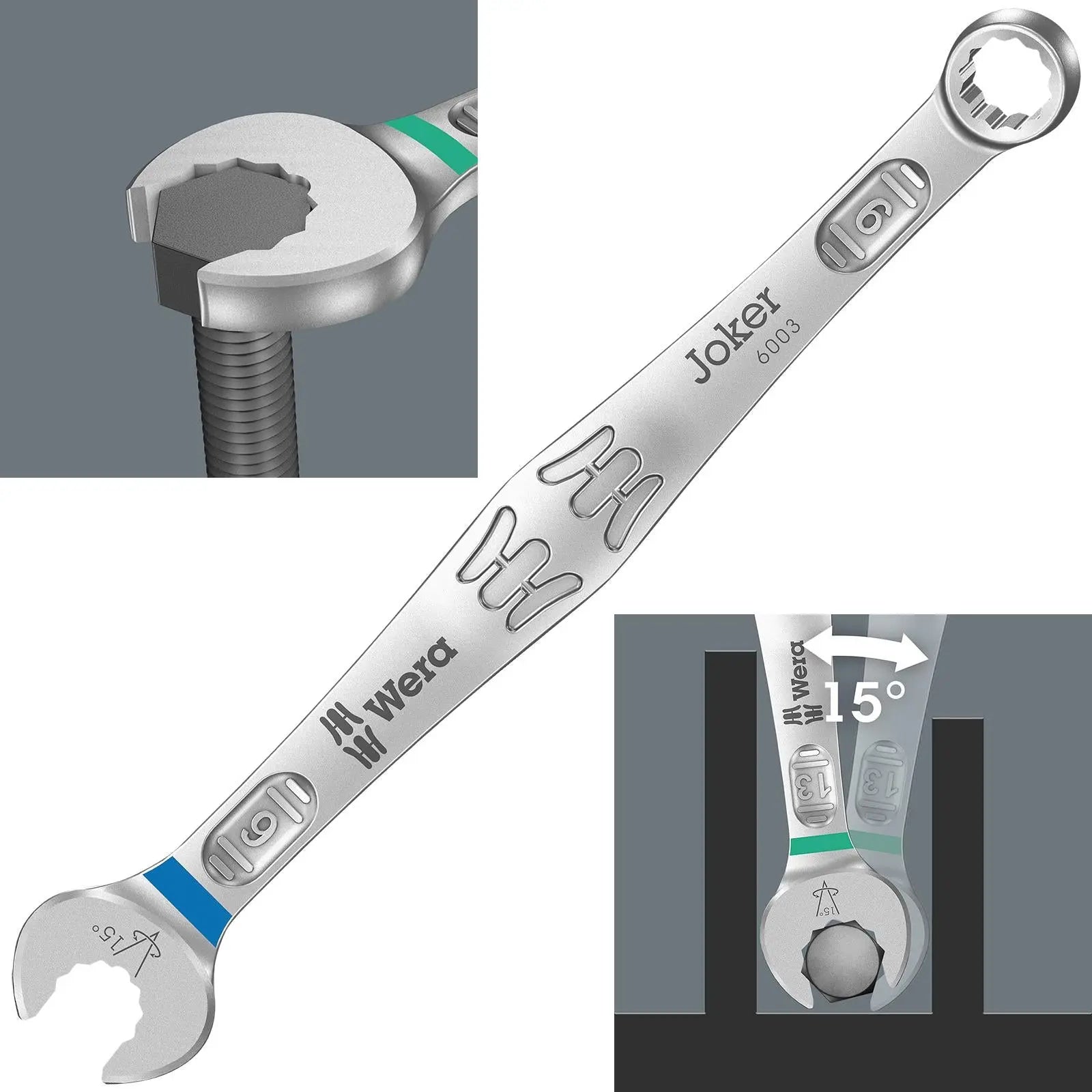 Wera 6003 Joker Combination Spanner Wrench Open End Ring Metric 