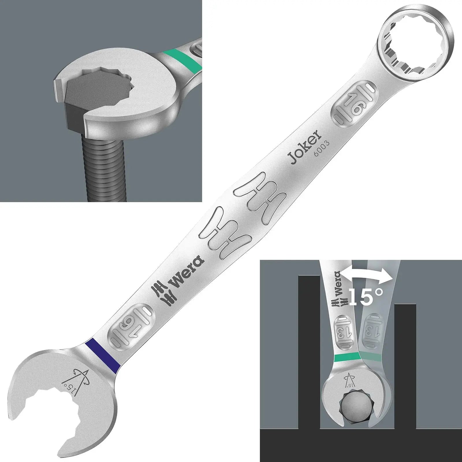 Wera 6003 Joker Combination Spanner Wrench Open End Ring Metric 