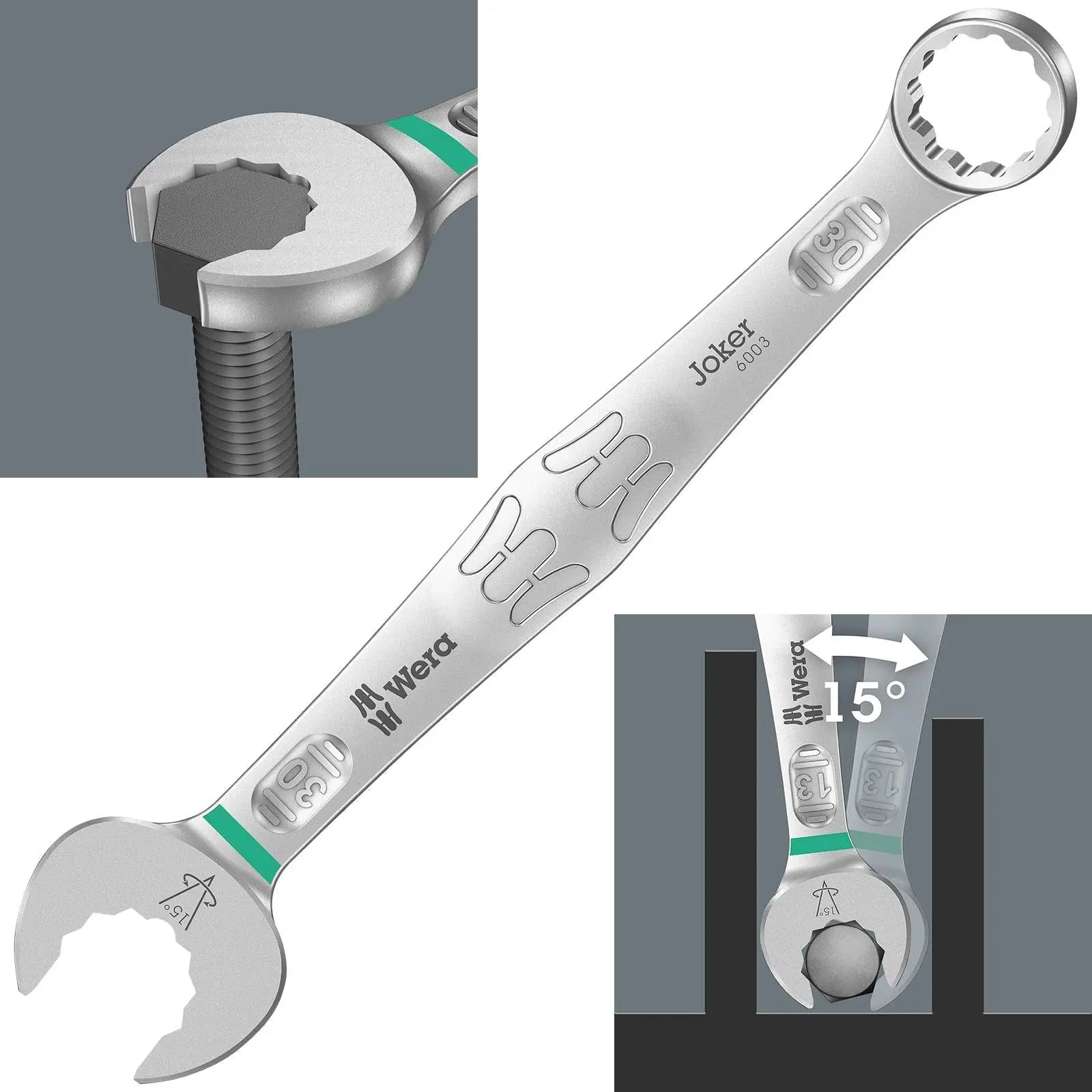 Wera 6003 Joker Combination Spanner Wrench Open End Ring Metric 