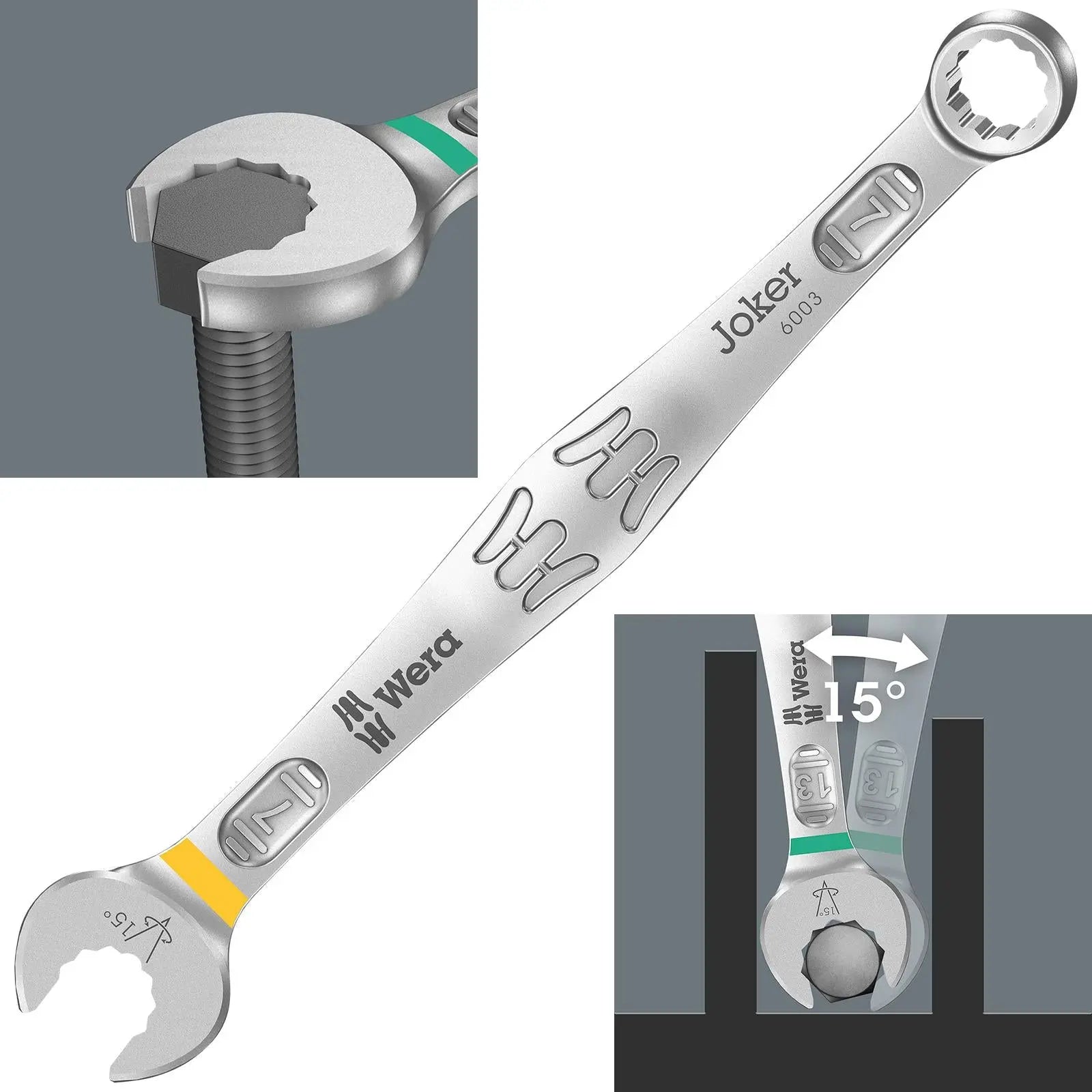 Wera 6003 Joker Combination Spanner Wrench Open End Ring Metric 