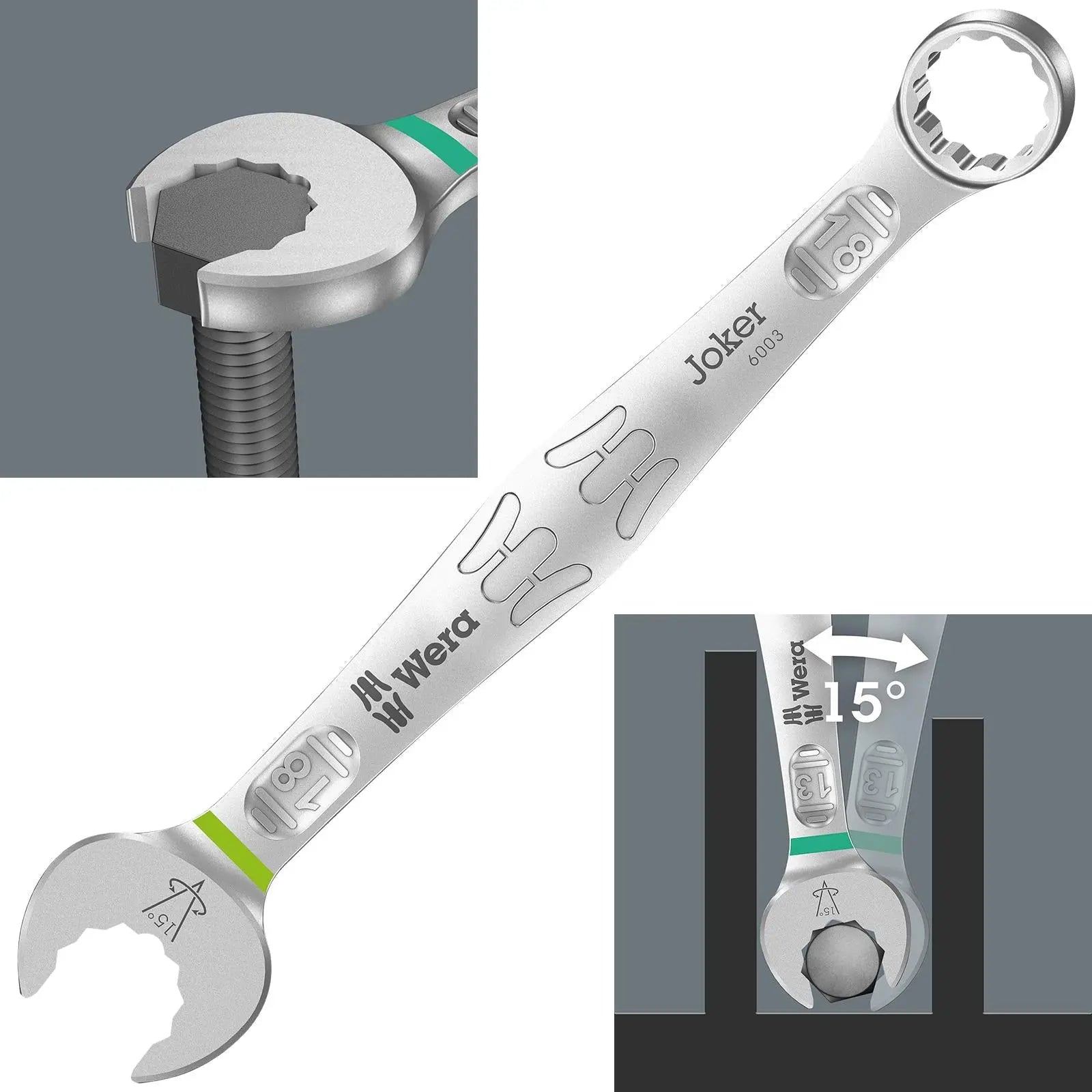Wera 6003 Joker Combination Spanner Wrench Open End Ring Metric 