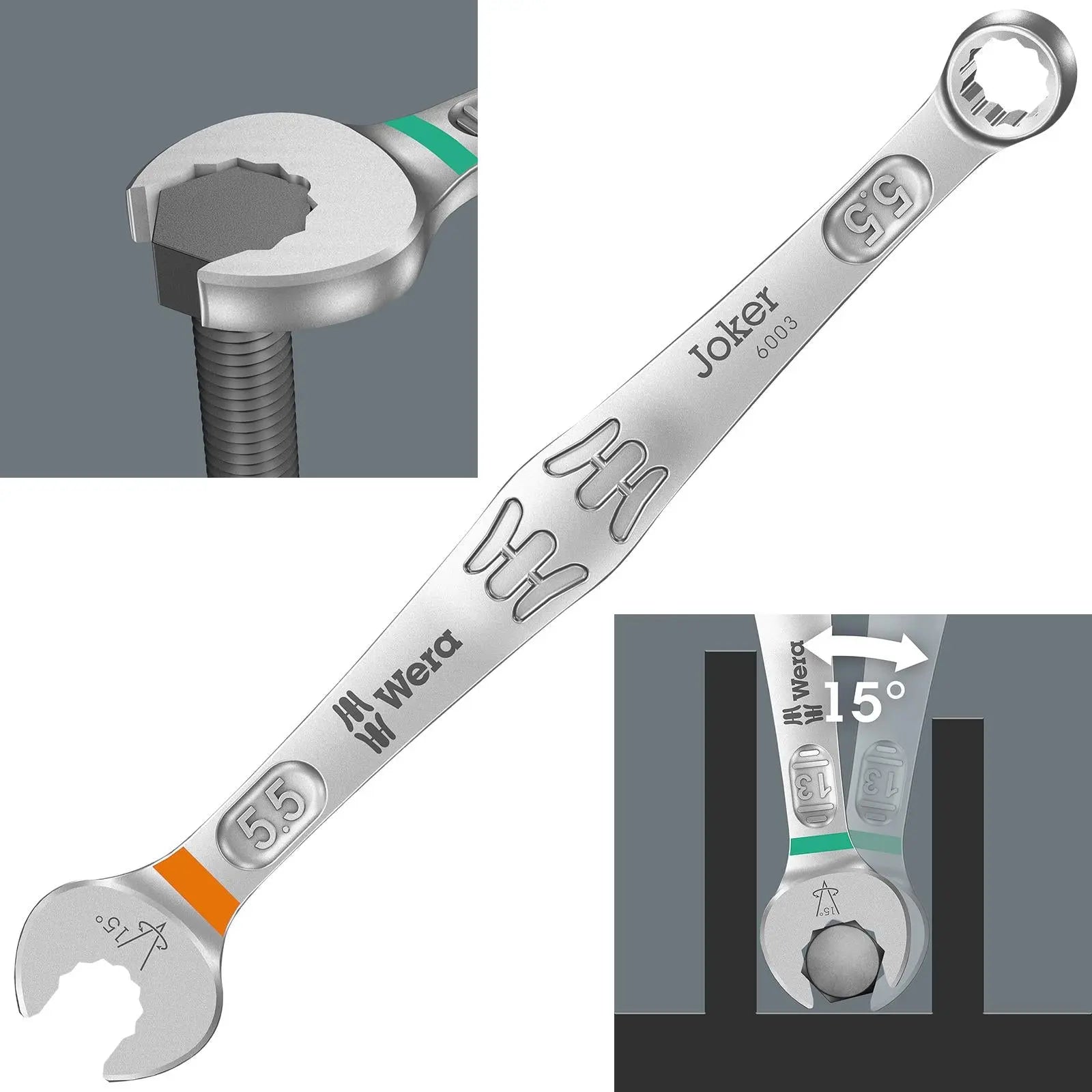 Wera 6003 Joker Combination Spanner Wrench Open End Ring Metric 