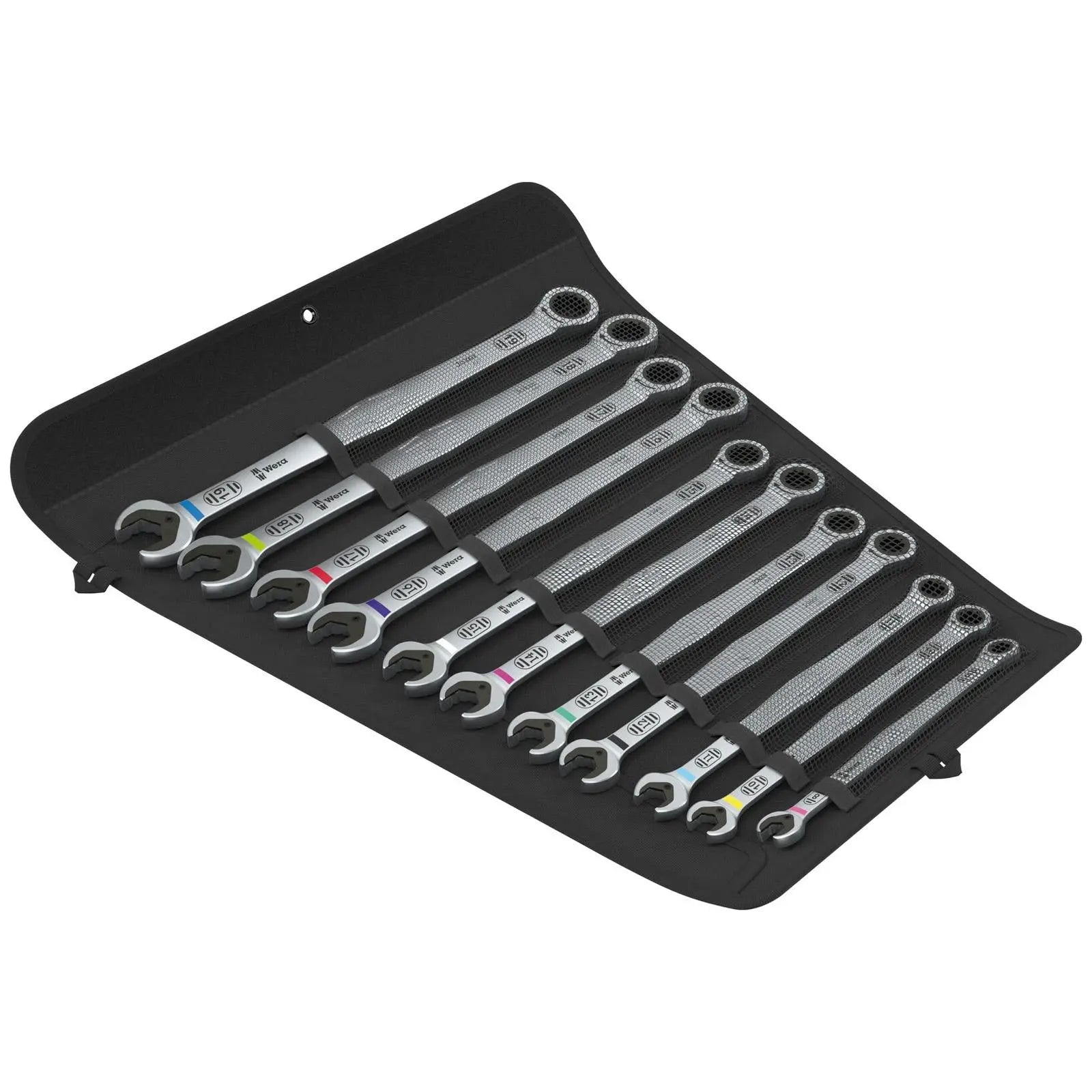 Wera 6007 Joker 11 Set 1 Ratchet Combination Spanner Set Long Design 8-19mm in Case 11 Pieces  White Rose Tools