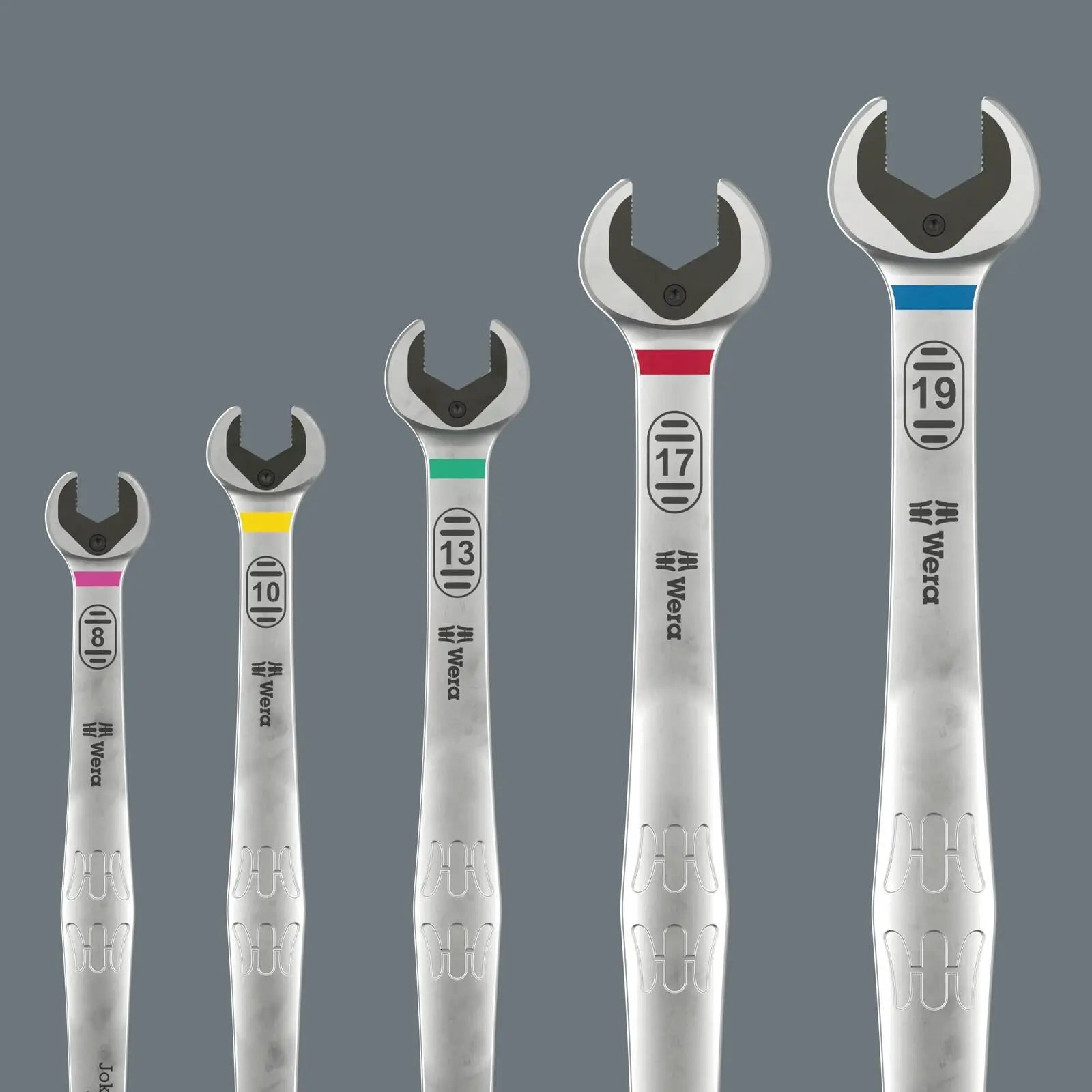 Wera 6007 Joker 11 Set 1 Ratchet Combination Spanner Set Long Design 8-19mm in Case 11 Pieces  White Rose Tools