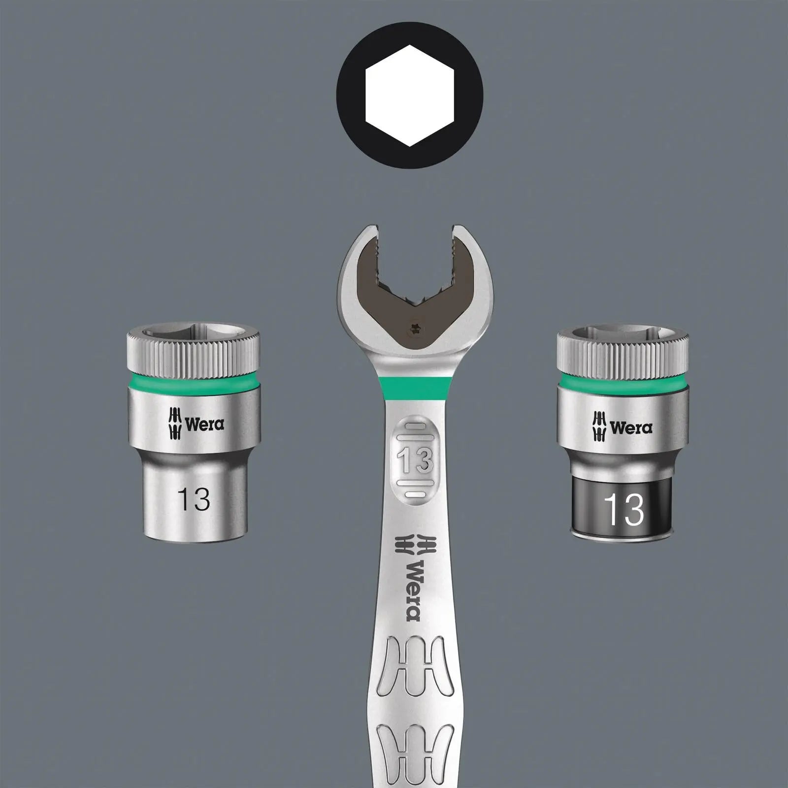 Wera 8100 SA 13 Zyklop Comfort Ratchet Set Reversible 1/4" Drive Metric in Case 15 Pieces  White Rose Tools